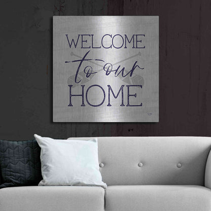 Luxe Metal Art 'Lake Welcome to Our Home' by Lux + Me Designs, Metal Wall Art,36x36