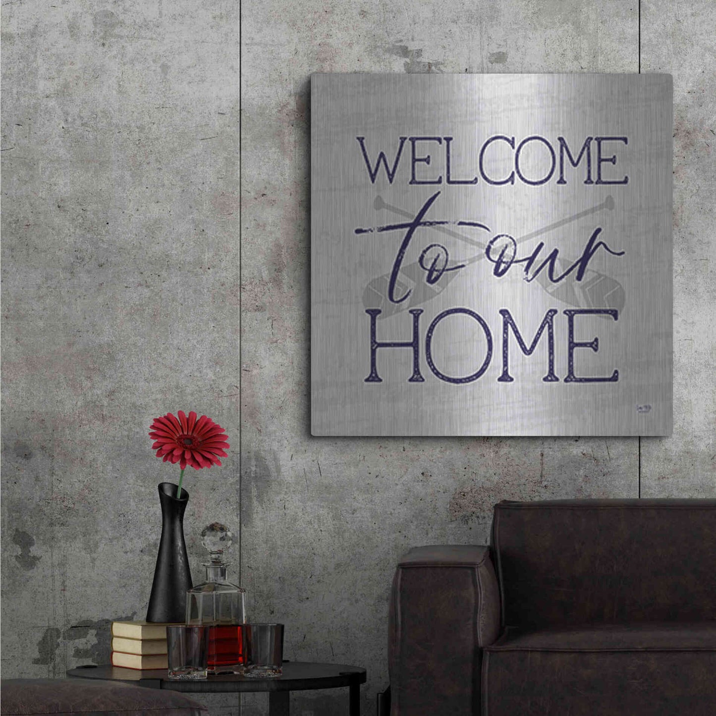 Luxe Metal Art 'Lake Welcome to Our Home' by Lux + Me Designs, Metal Wall Art,36x36
