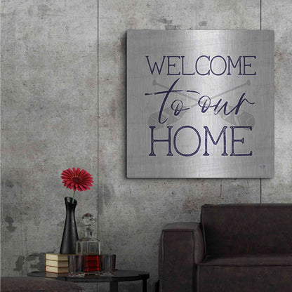 Luxe Metal Art 'Lake Welcome to Our Home' by Lux + Me Designs, Metal Wall Art,36x36