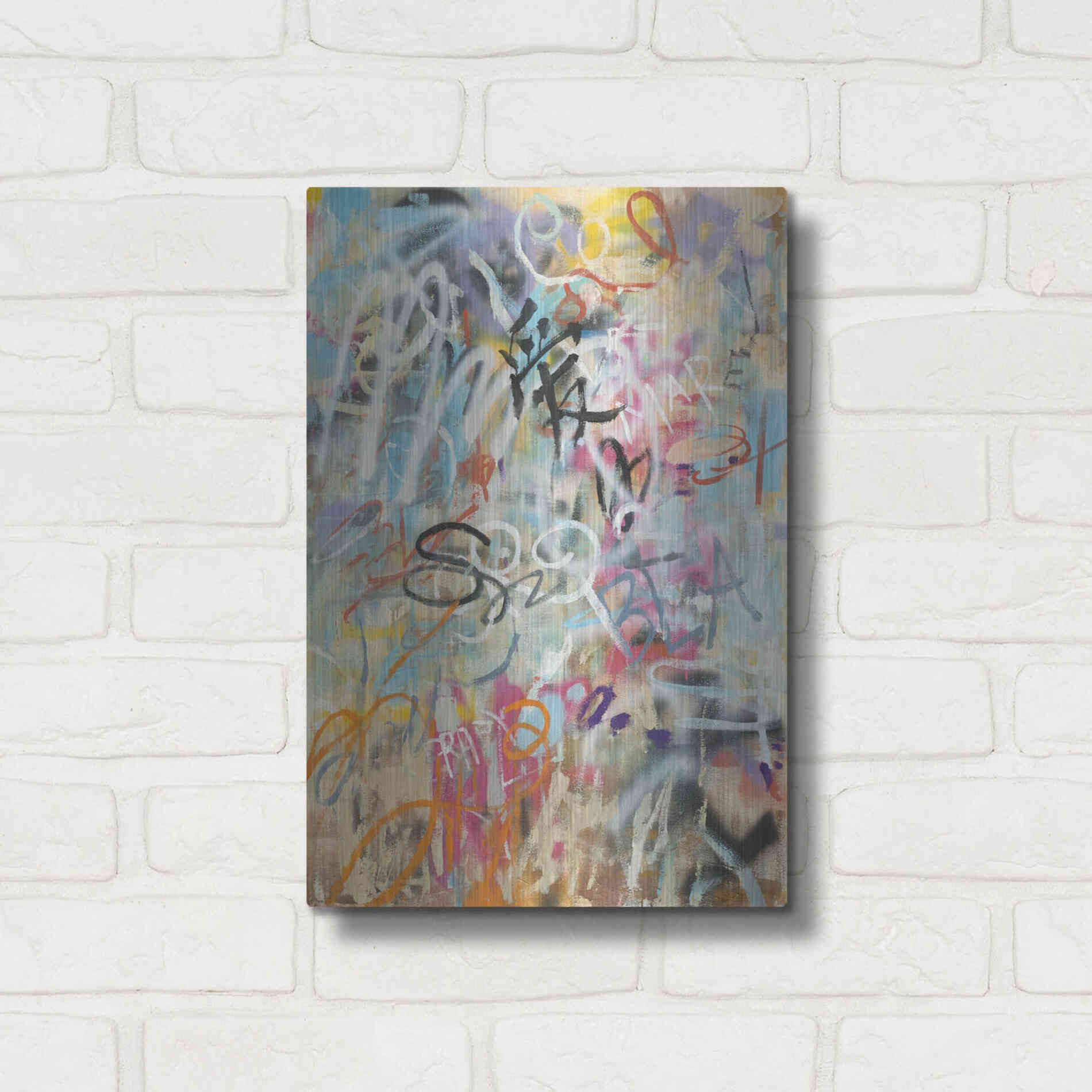 Luxe Metal Art 'Graffiti Love' by Danhui Nai, Metal Wall Art,12x16
