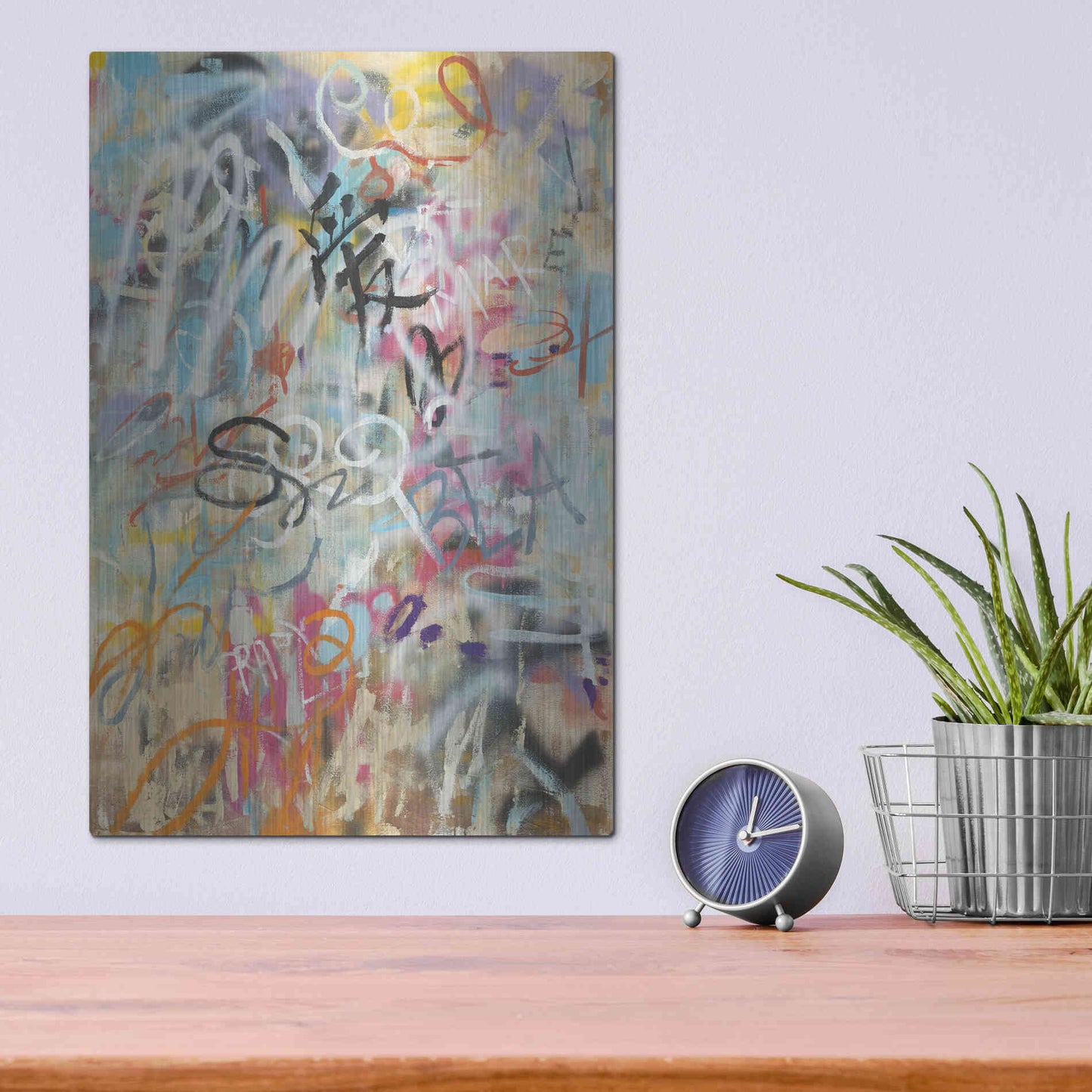Luxe Metal Art 'Graffiti Love' by Danhui Nai, Metal Wall Art,12x16
