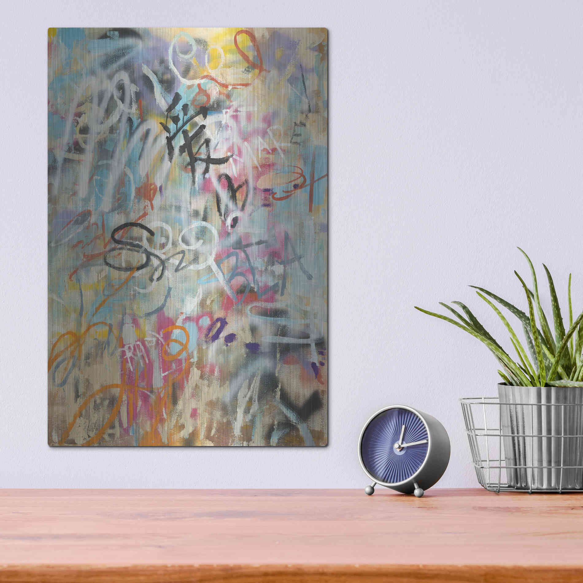 Luxe Metal Art 'Graffiti Love' by Danhui Nai, Metal Wall Art,12x16