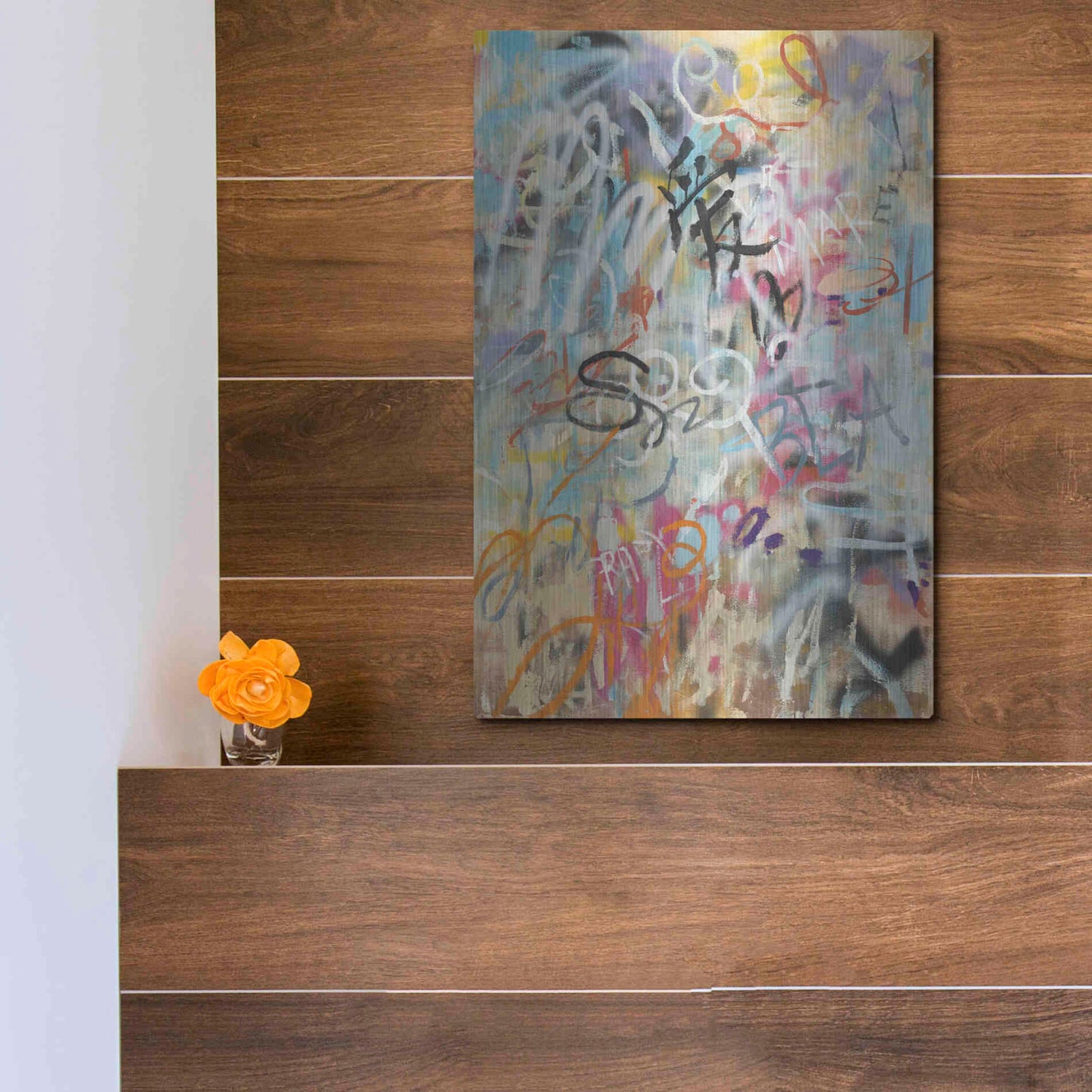 Luxe Metal Art 'Graffiti Love' by Danhui Nai, Metal Wall Art,12x16