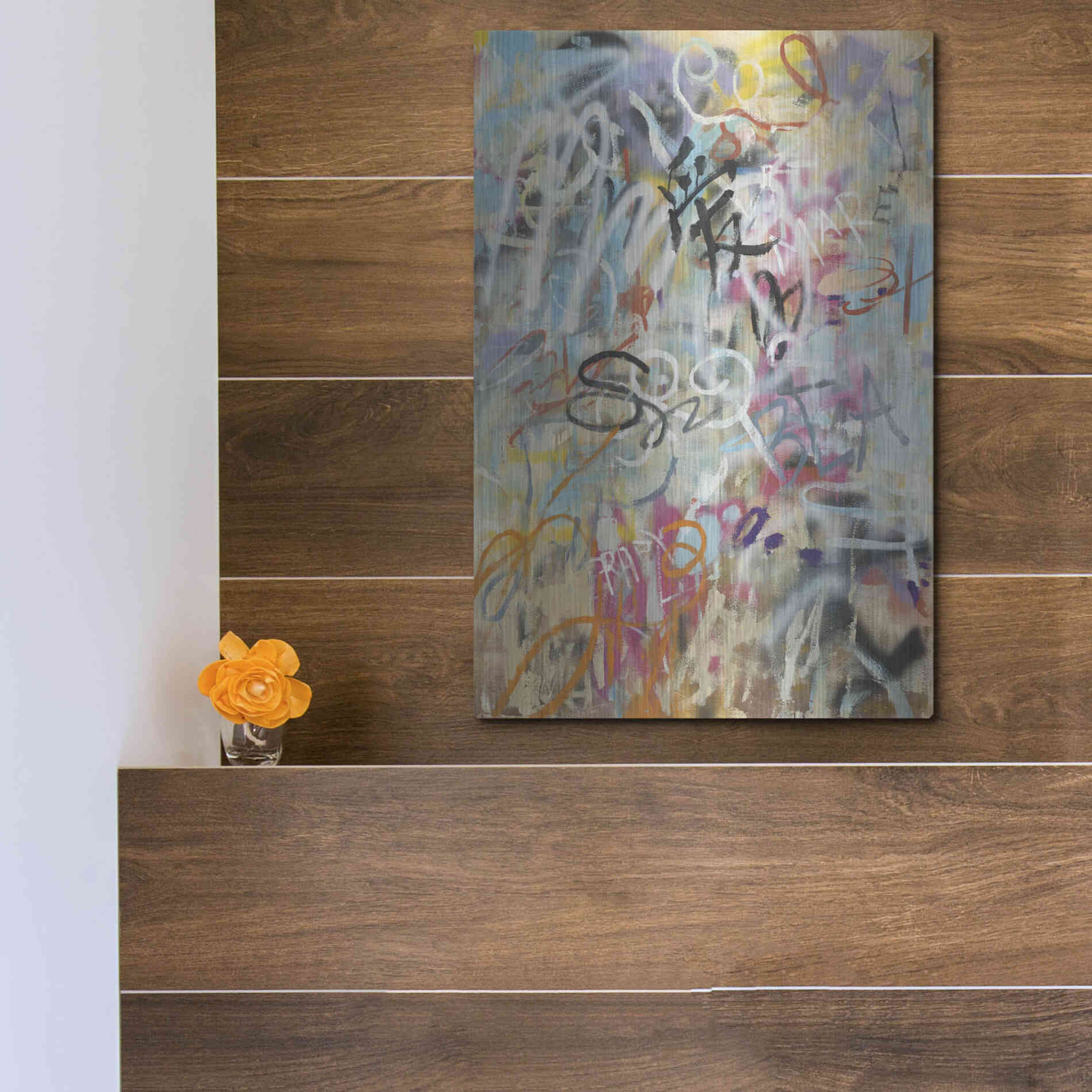 Luxe Metal Art 'Graffiti Love' by Danhui Nai, Metal Wall Art,12x16