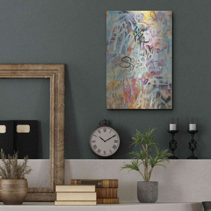 Luxe Metal Art 'Graffiti Love' by Danhui Nai, Metal Wall Art,12x16