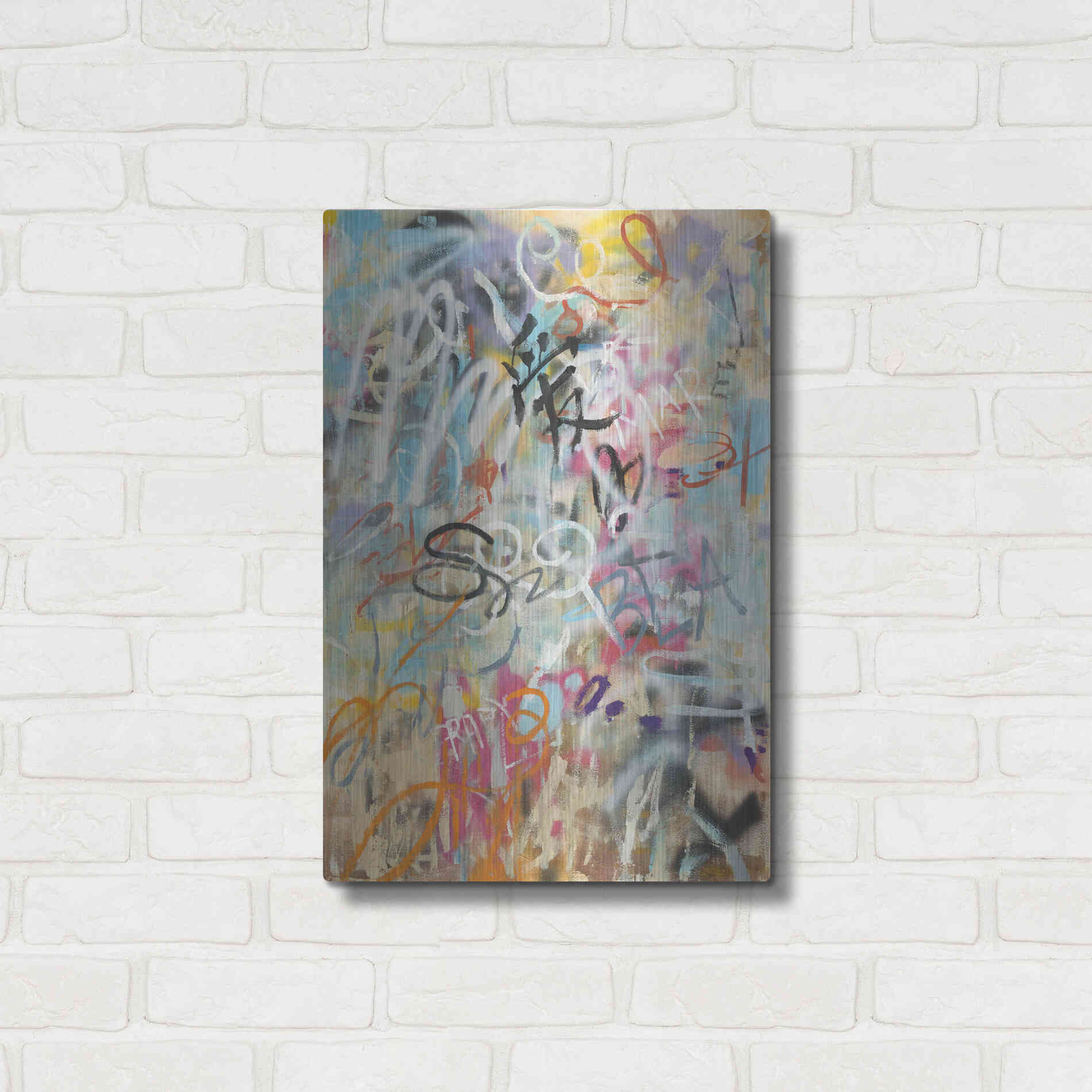 Luxe Metal Art 'Graffiti Love' by Danhui Nai, Metal Wall Art,16x24