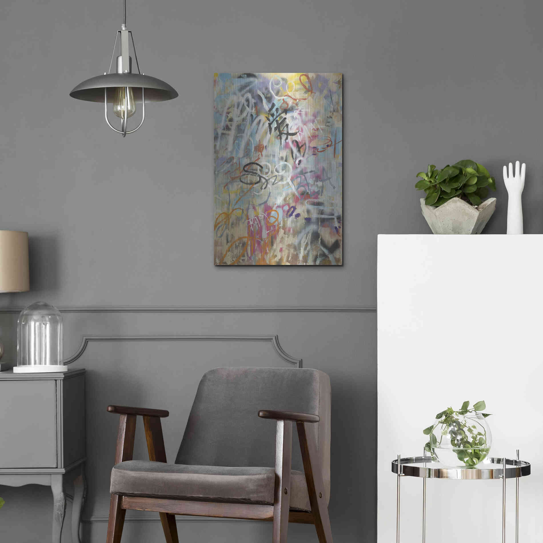 Luxe Metal Art 'Graffiti Love' by Danhui Nai, Metal Wall Art,16x24