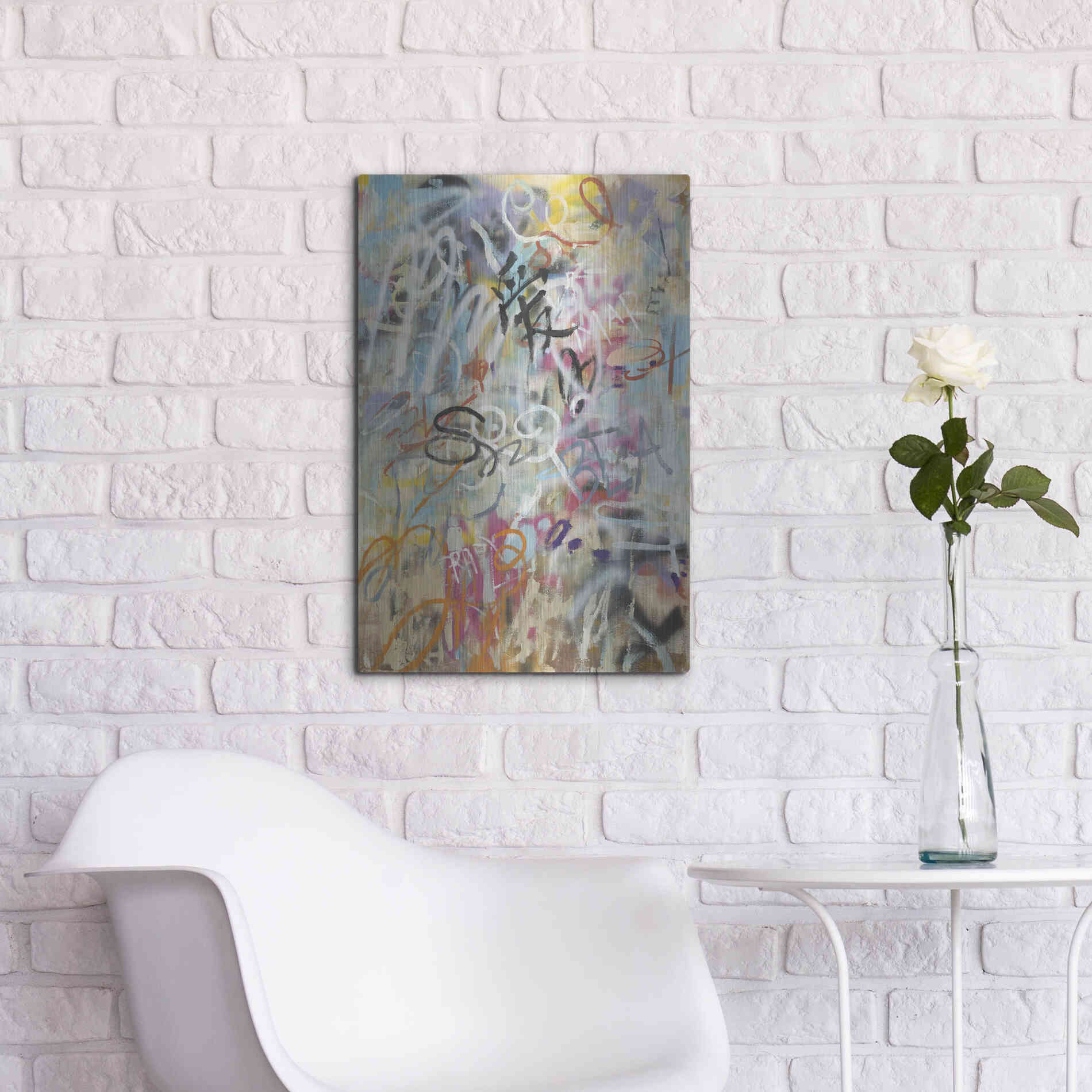 Luxe Metal Art 'Graffiti Love' by Danhui Nai, Metal Wall Art,16x24