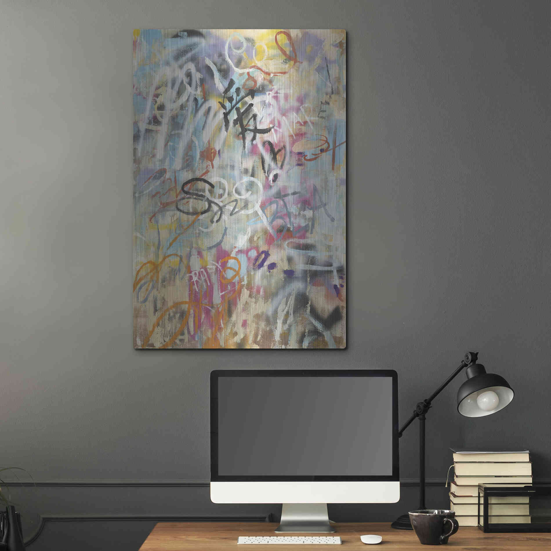 Luxe Metal Art 'Graffiti Love' by Danhui Nai, Metal Wall Art,24x36