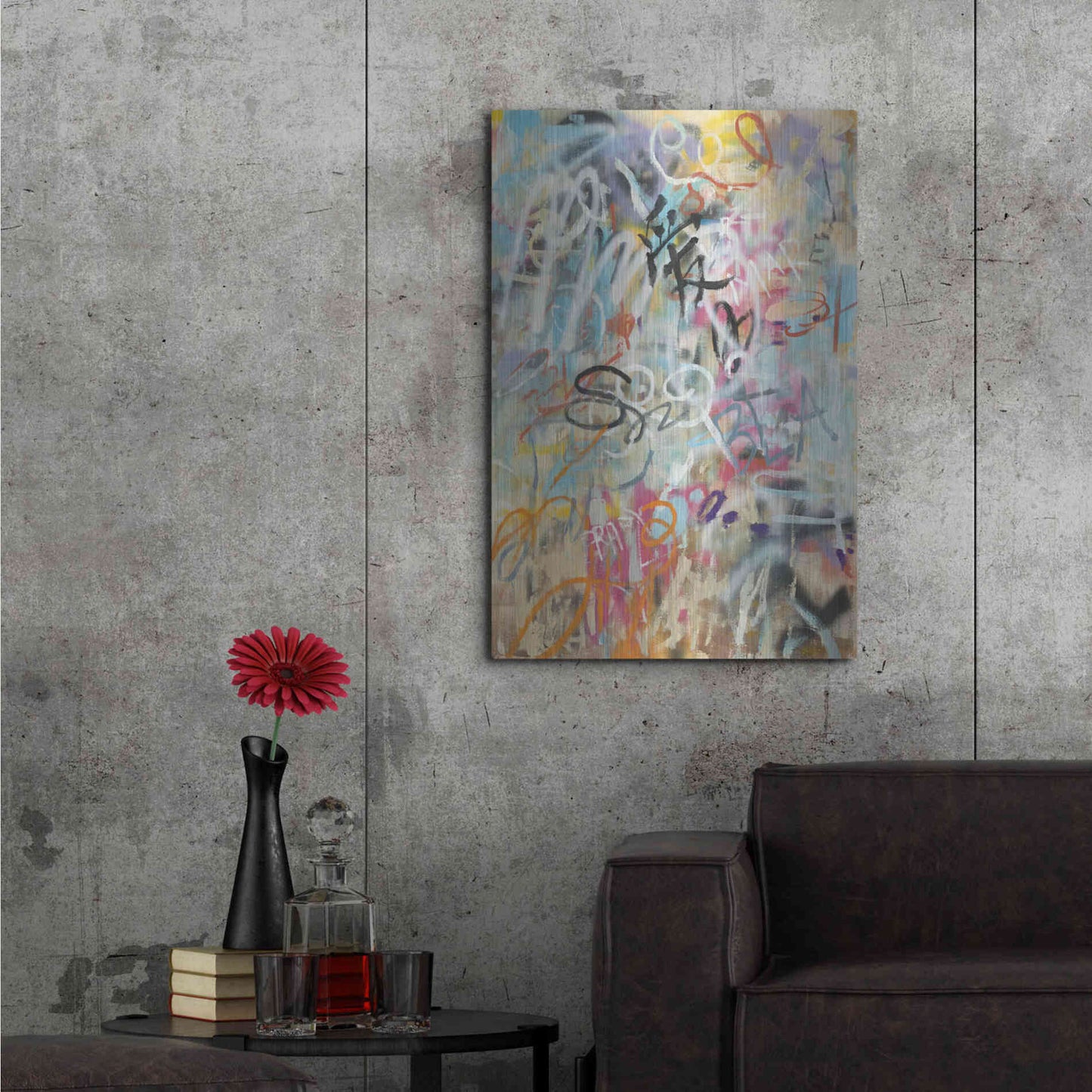 Luxe Metal Art 'Graffiti Love' by Danhui Nai, Metal Wall Art,24x36