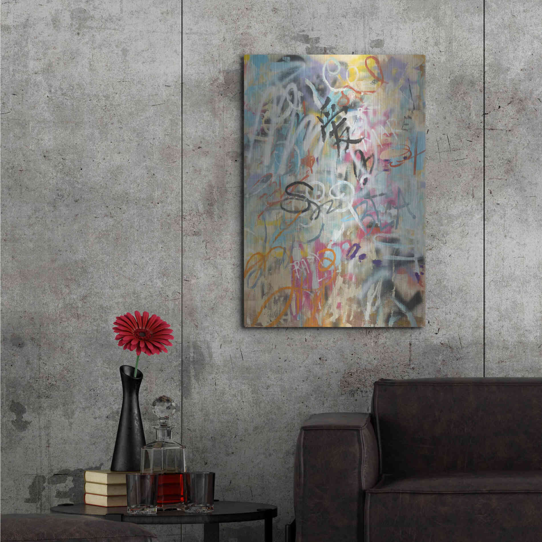 Luxe Metal Art 'Graffiti Love' by Danhui Nai, Metal Wall Art,24x36