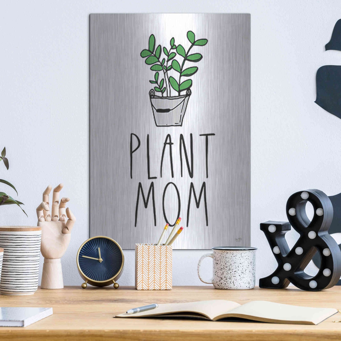 Luxe Metal Art 'Plant Mom' by Lux + Me Designs, Metal Wall Art,12x16