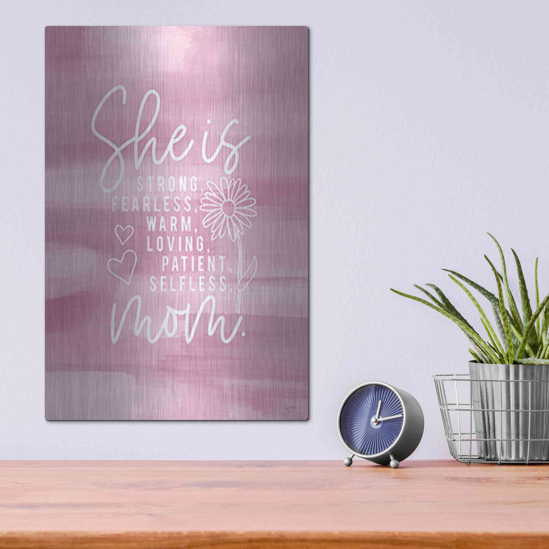 Luxe Metal Art 'She is Mom' by Lux + Me Designs, Metal Wall Art,12x16