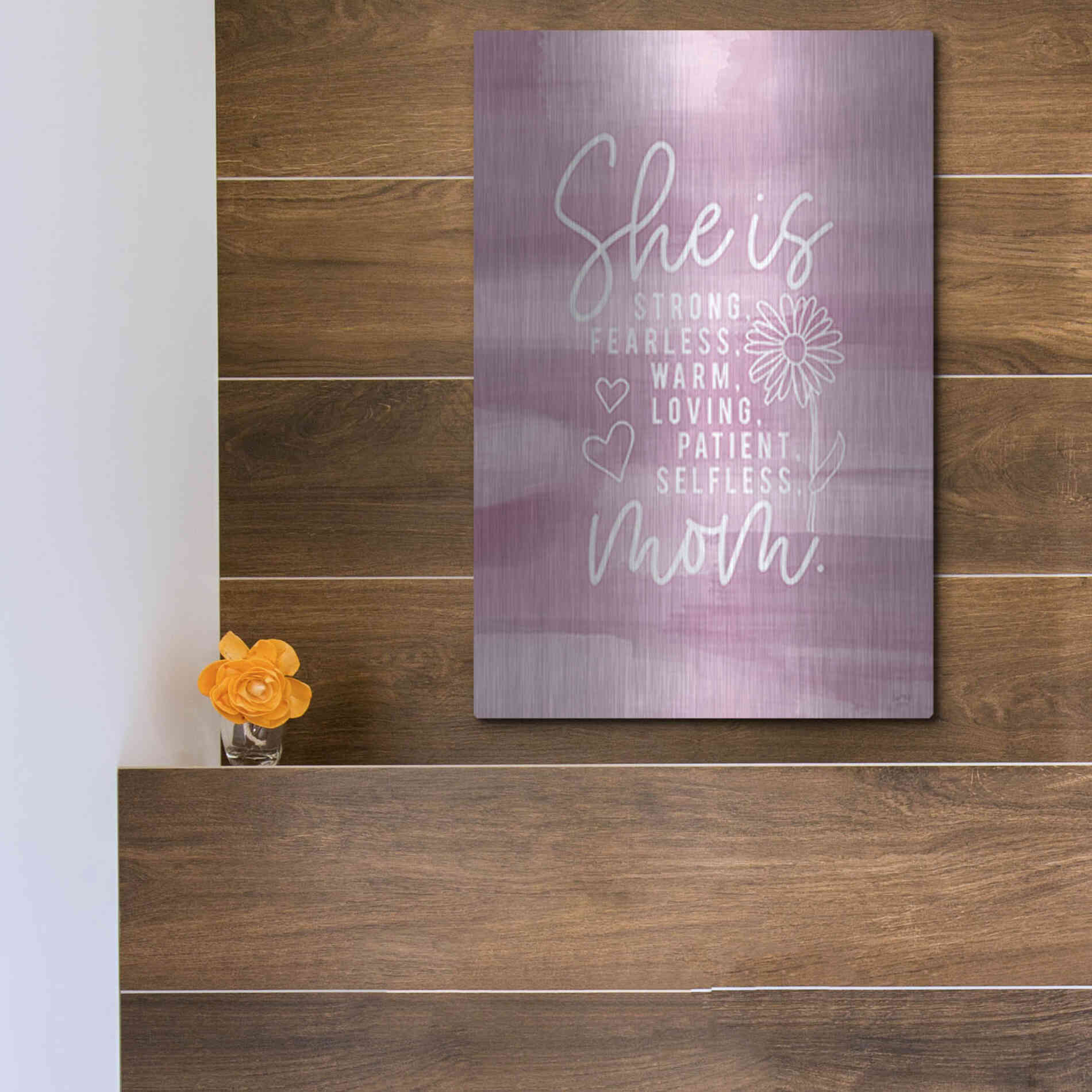 Luxe Metal Art 'She is Mom' by Lux + Me Designs, Metal Wall Art,12x16