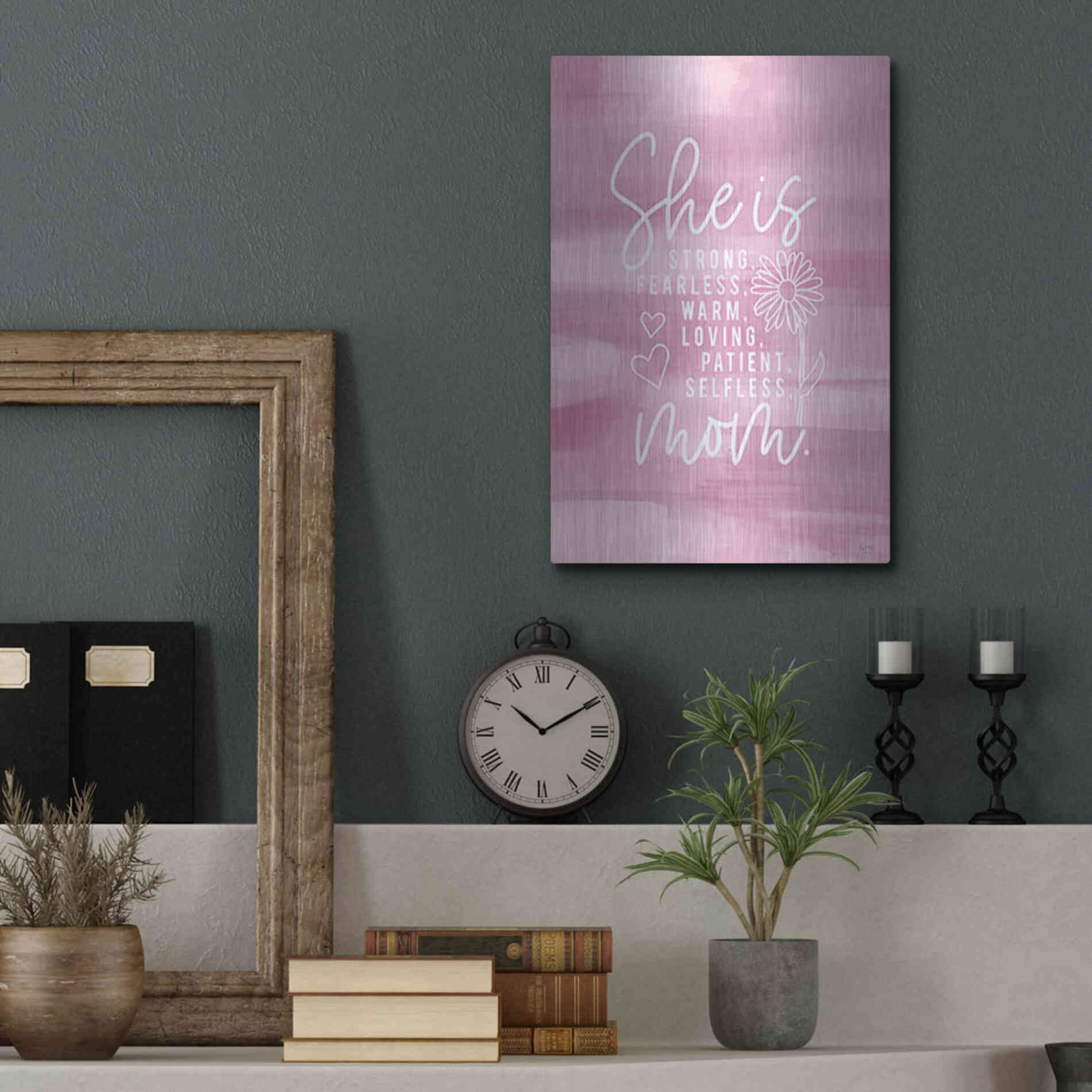 Luxe Metal Art 'She is Mom' by Lux + Me Designs, Metal Wall Art,12x16