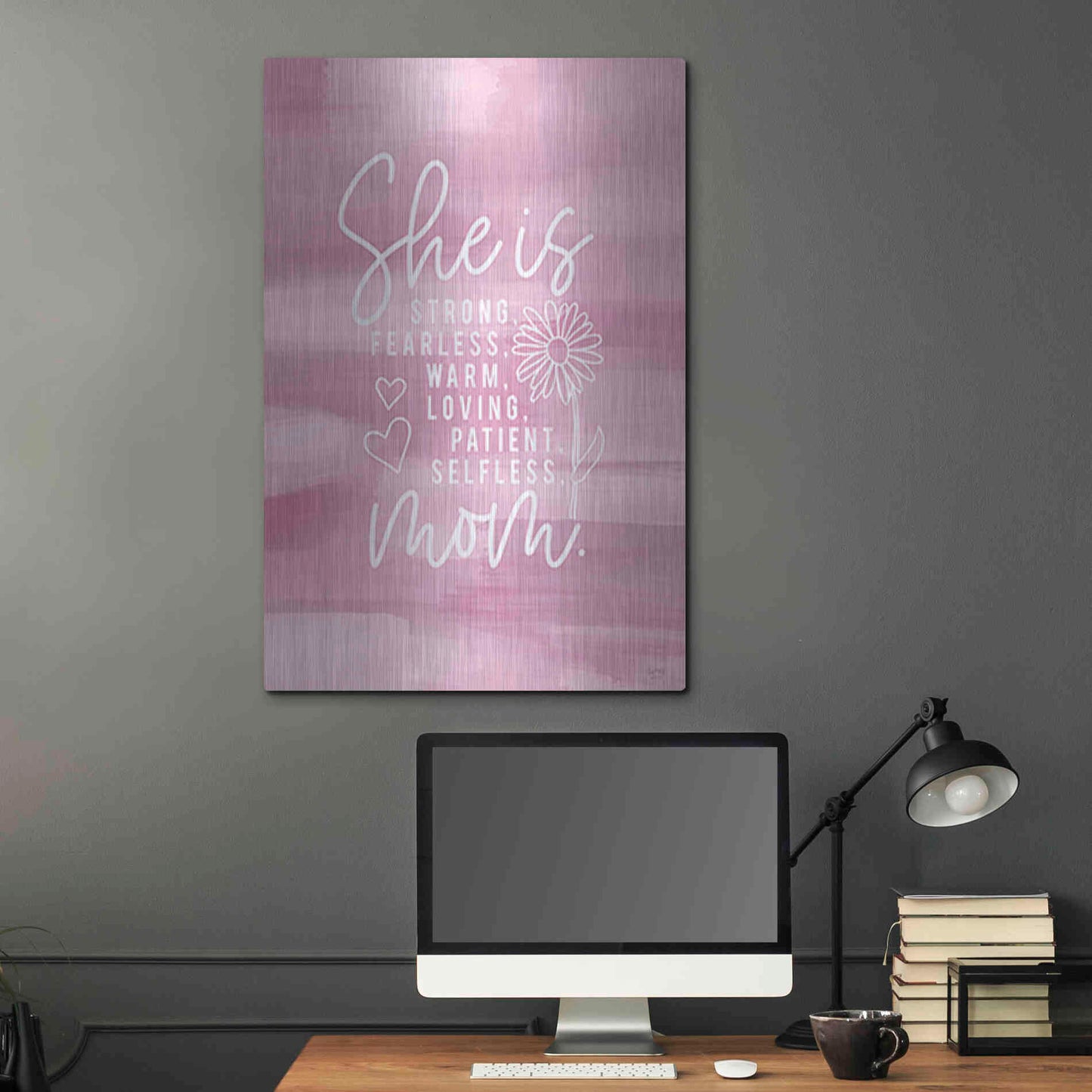 Luxe Metal Art 'She is Mom' by Lux + Me Designs, Metal Wall Art,24x36