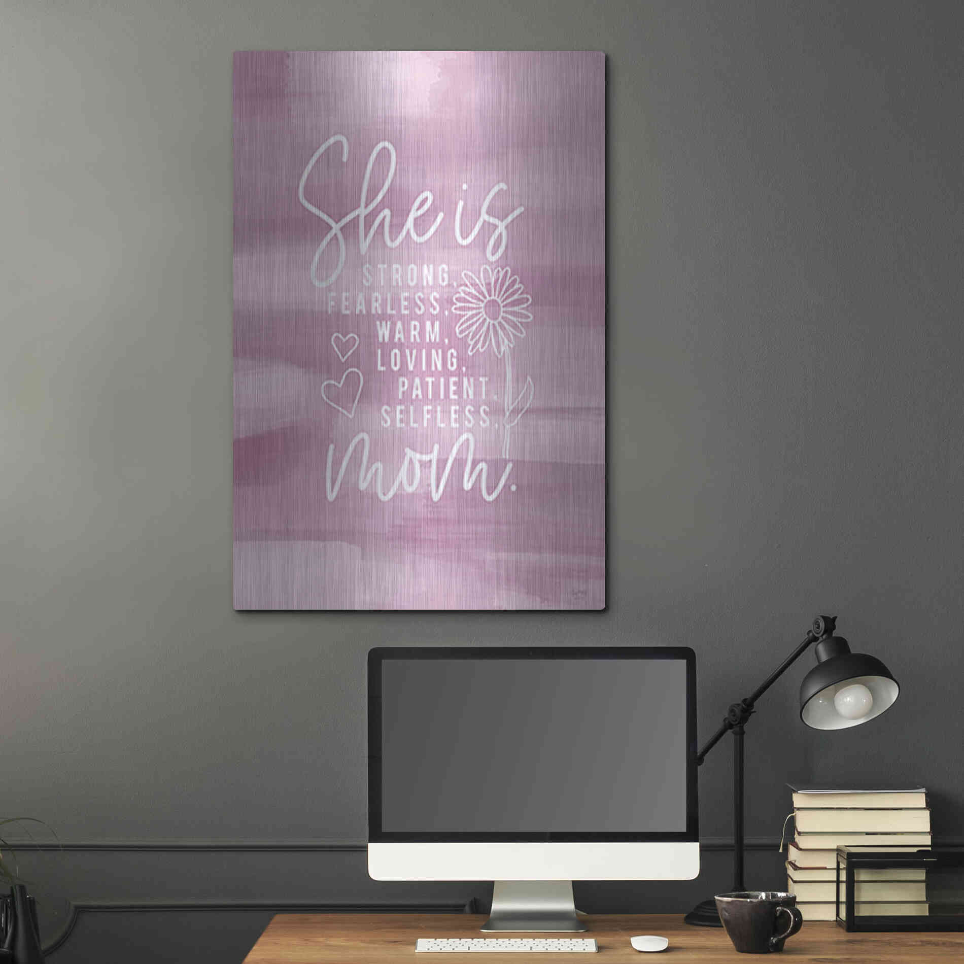 Luxe Metal Art 'She is Mom' by Lux + Me Designs, Metal Wall Art,24x36