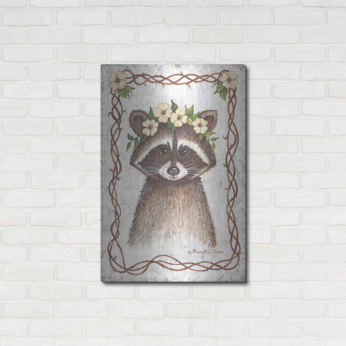 Luxe Metal Art 'Raccoon' by Mary Ann June, Metal Wall Art,24x36