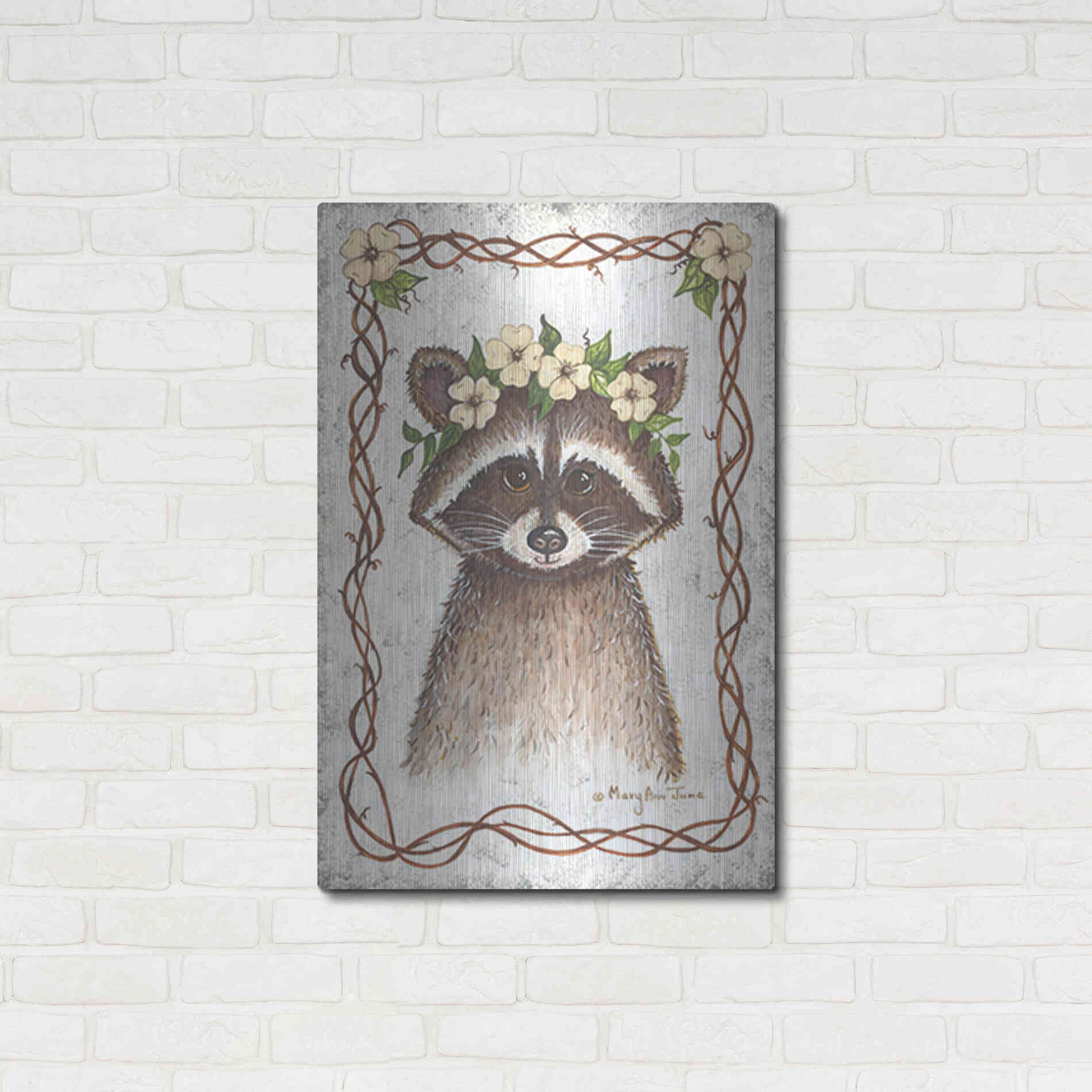 Luxe Metal Art 'Raccoon' by Mary Ann June, Metal Wall Art,24x36