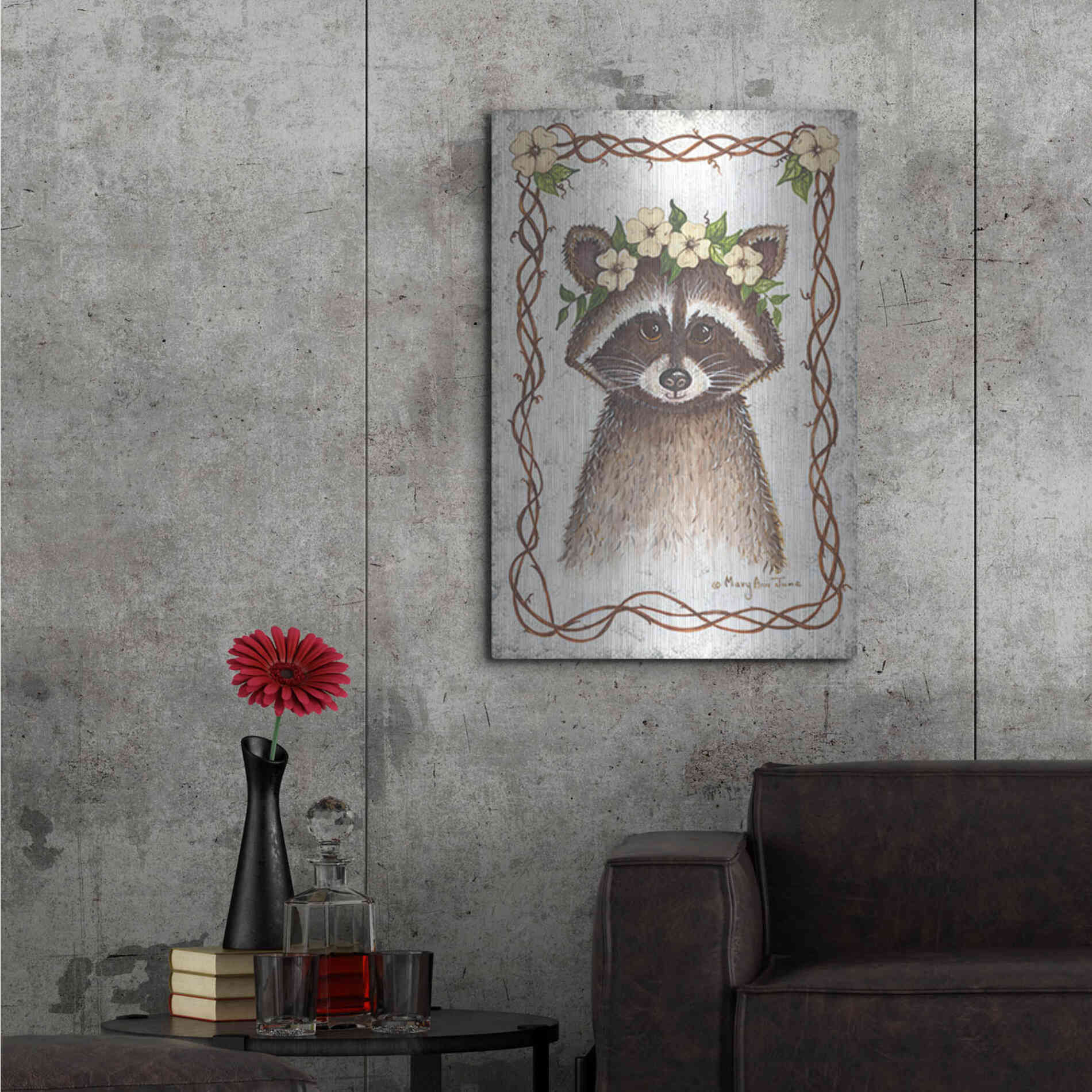 Luxe Metal Art 'Raccoon' by Mary Ann June, Metal Wall Art,24x36