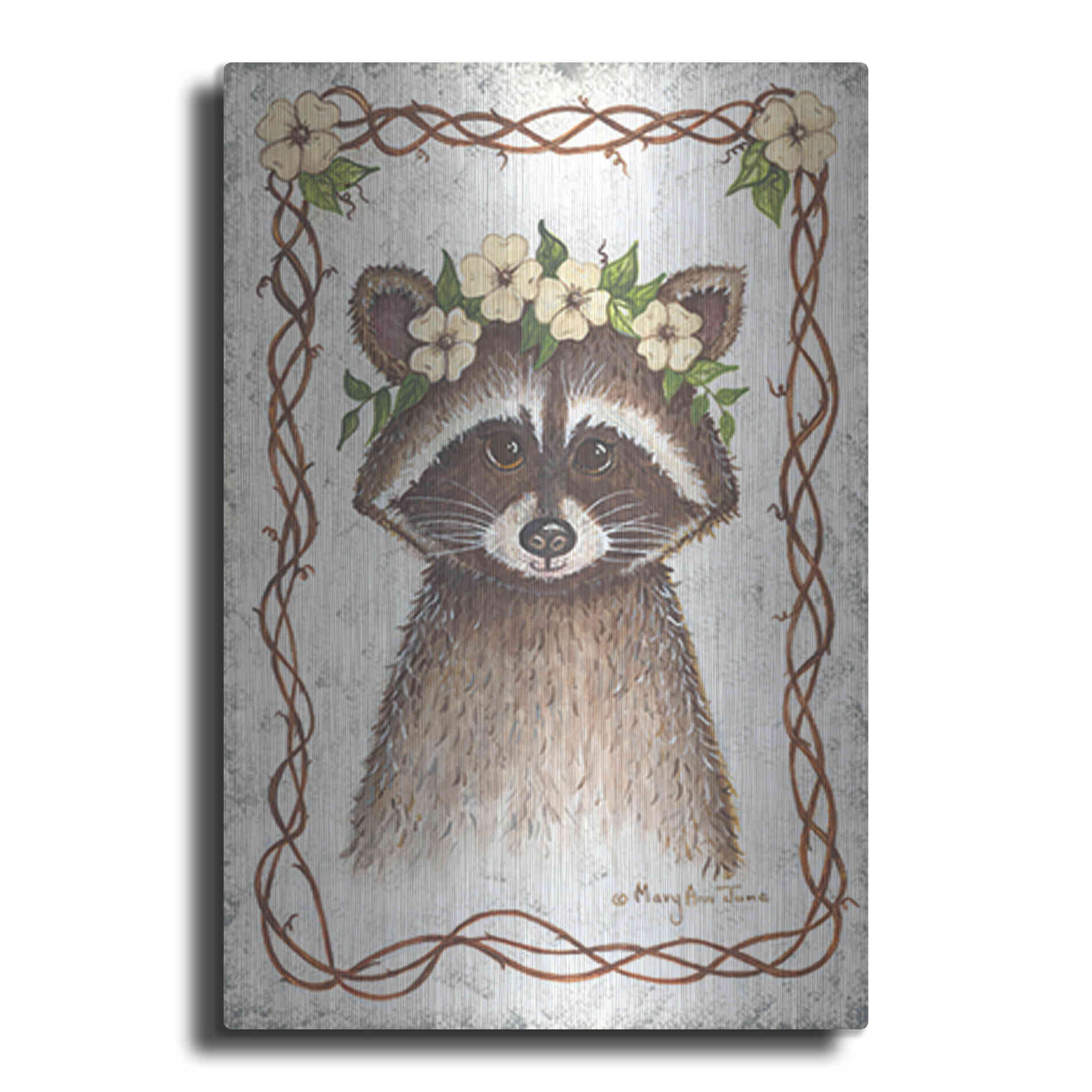 Luxe Metal Art 'Raccoon' by Mary Ann June, Metal Wall Art