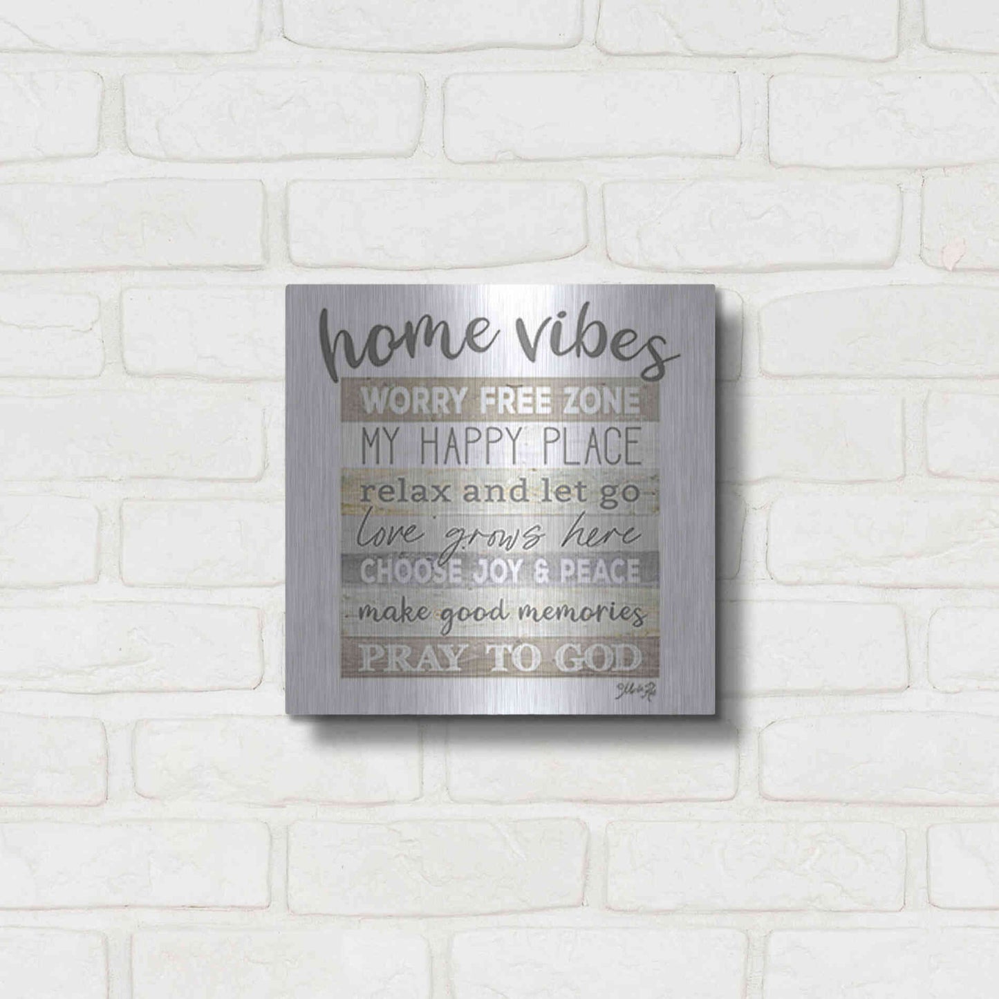 Luxe Metal Art 'Home Vibes' by Marla Rae, Metal Wall Art,12x12