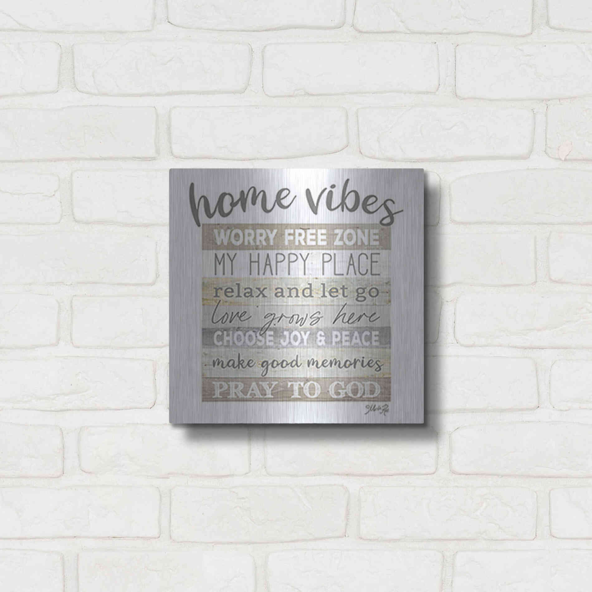 Luxe Metal Art 'Home Vibes' by Marla Rae, Metal Wall Art,12x12