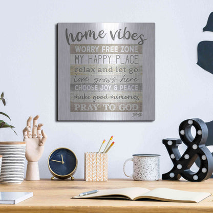 Luxe Metal Art 'Home Vibes' by Marla Rae, Metal Wall Art,12x12