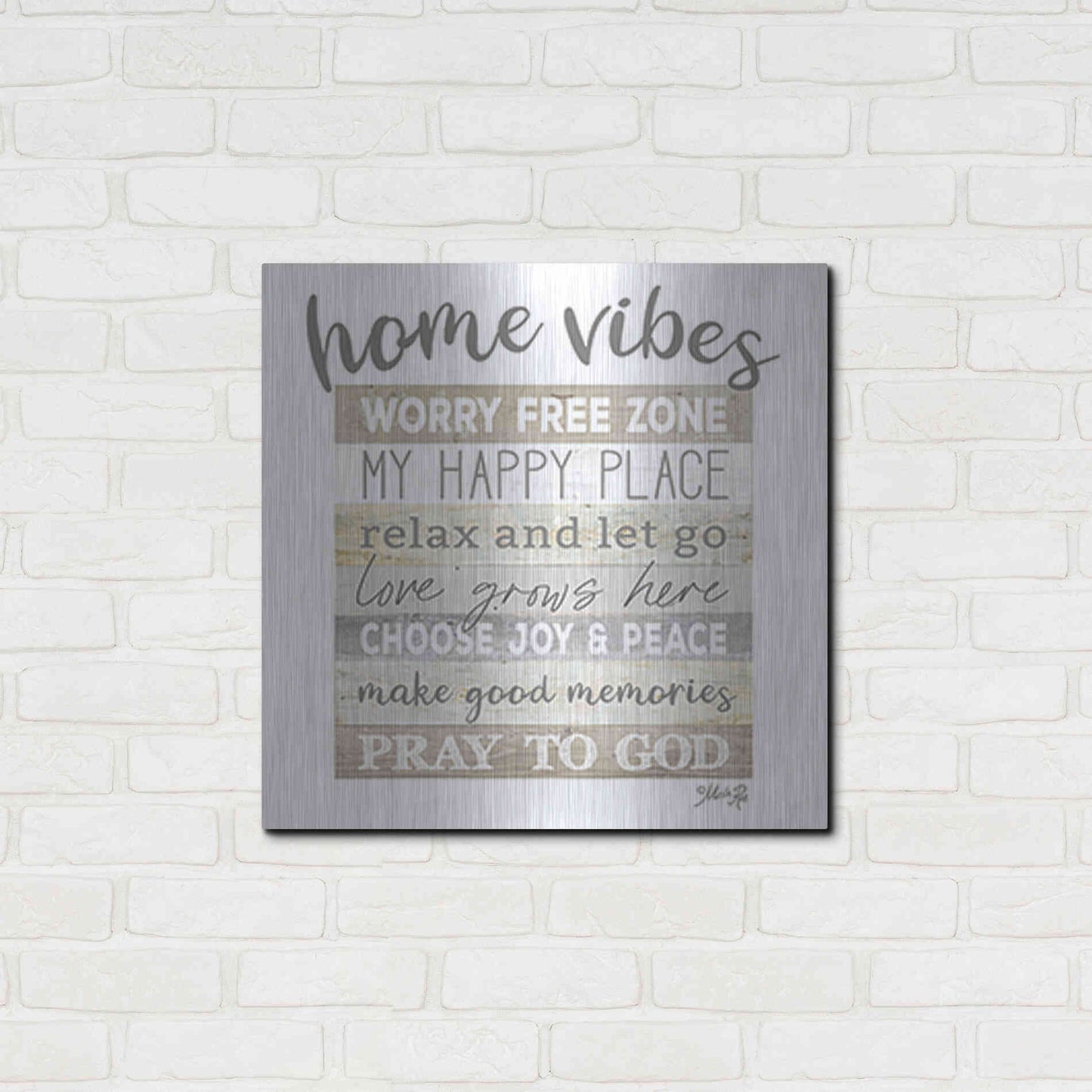 Luxe Metal Art 'Home Vibes' by Marla Rae, Metal Wall Art,24x24