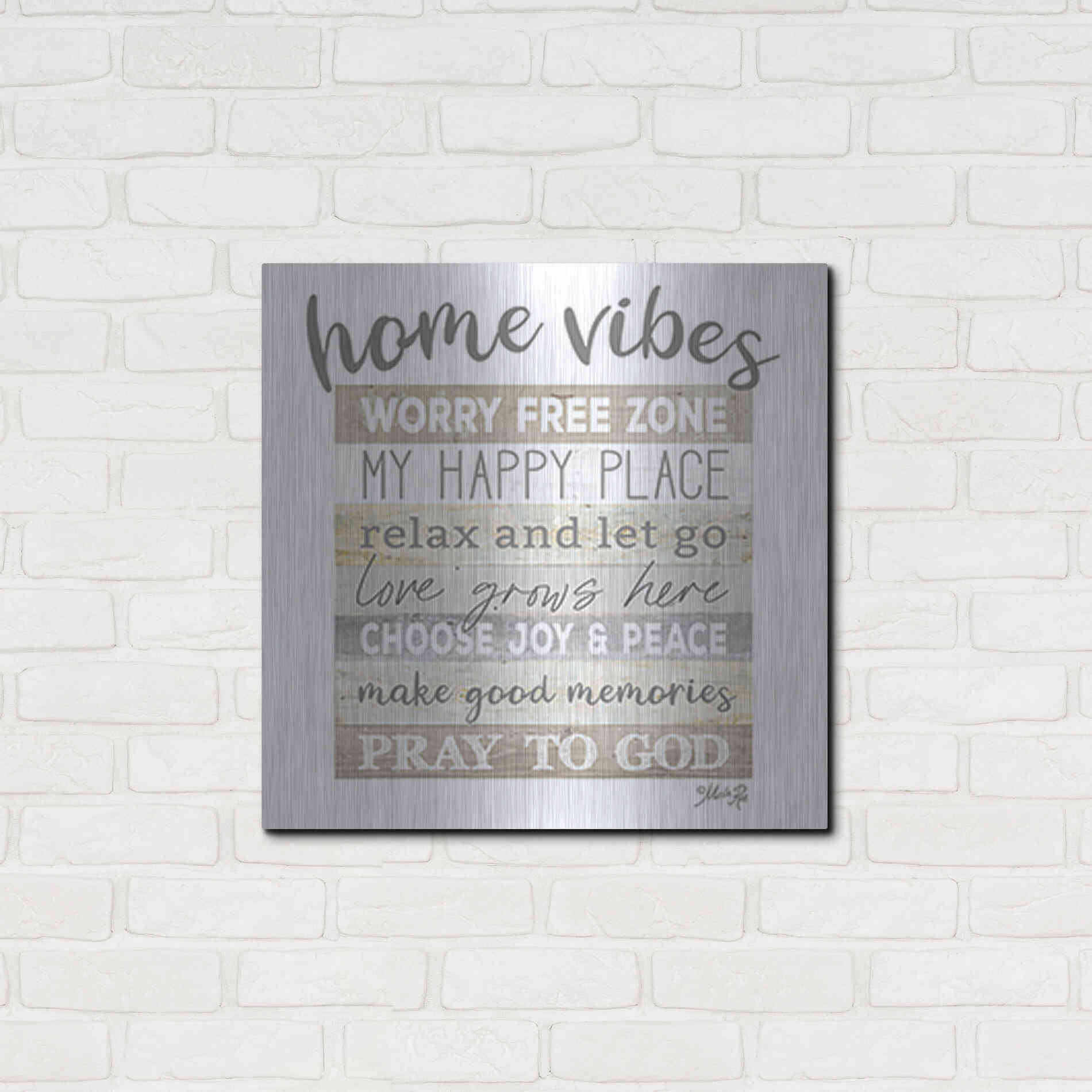 Luxe Metal Art 'Home Vibes' by Marla Rae, Metal Wall Art,24x24