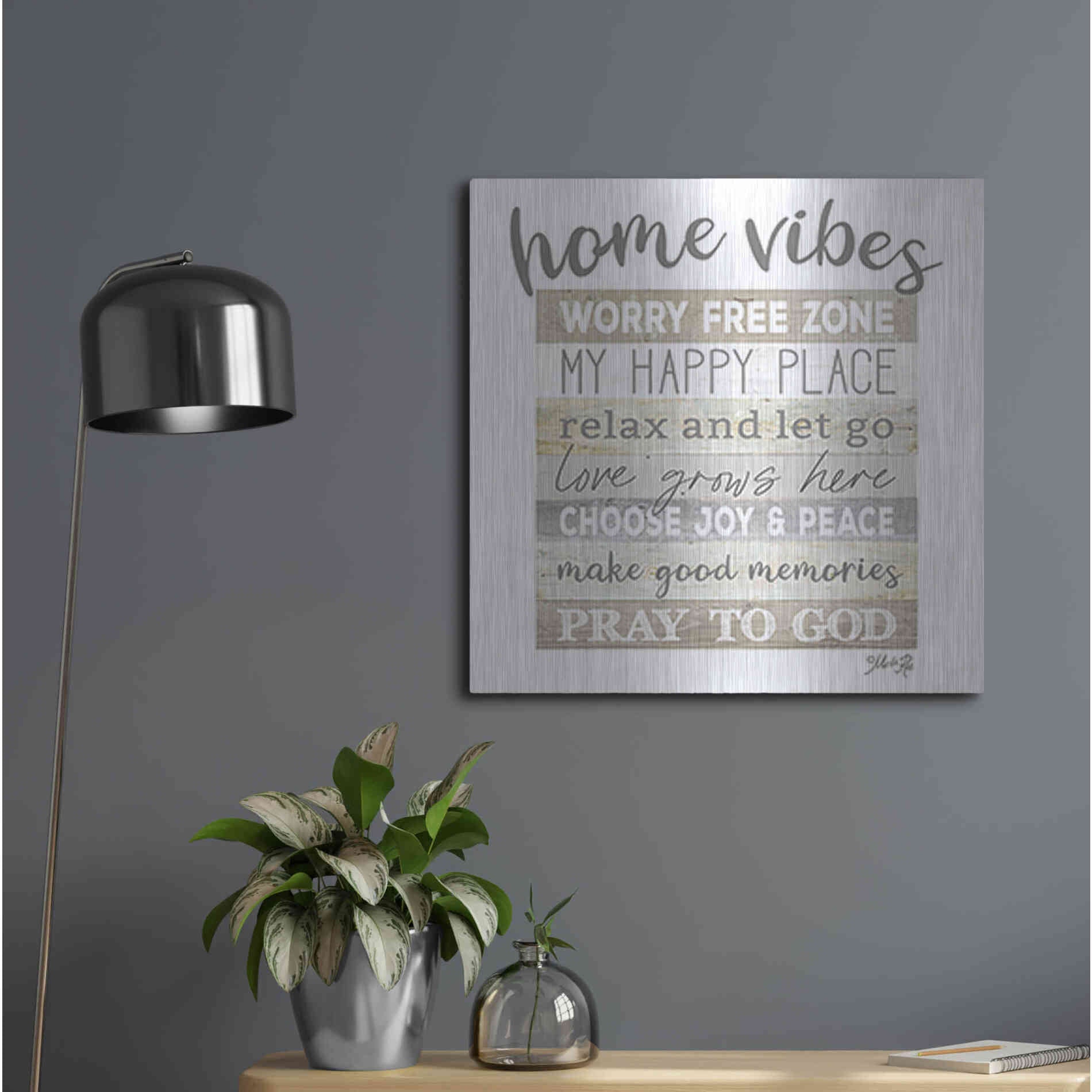 Luxe Metal Art 'Home Vibes' by Marla Rae, Metal Wall Art,24x24