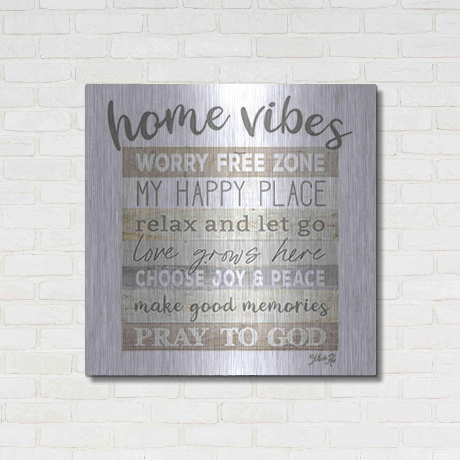 Luxe Metal Art 'Home Vibes' by Marla Rae, Metal Wall Art,36x36
