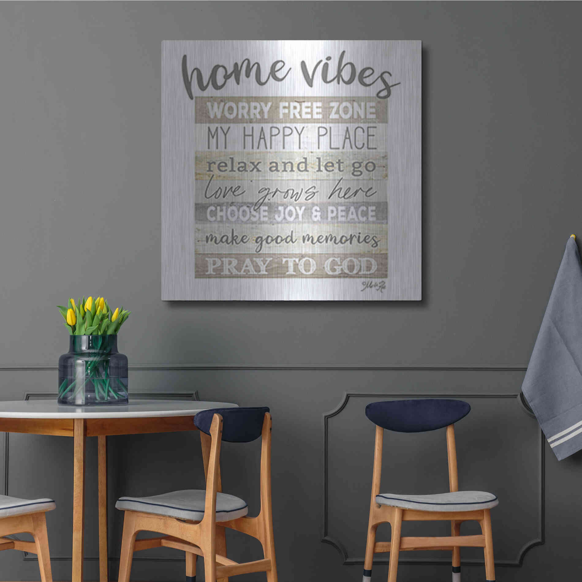 Luxe Metal Art 'Home Vibes' by Marla Rae, Metal Wall Art,36x36
