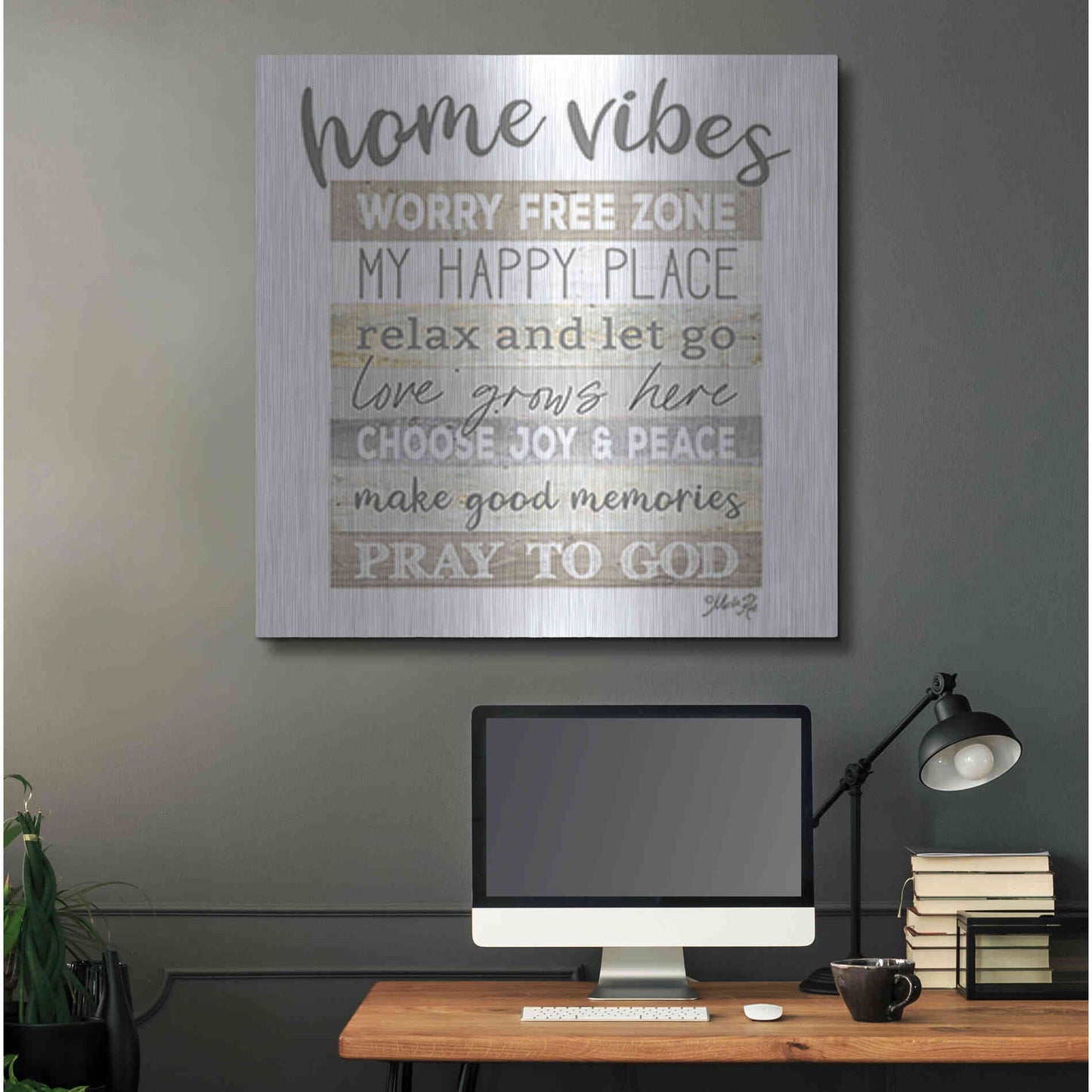 Luxe Metal Art 'Home Vibes' by Marla Rae, Metal Wall Art,36x36