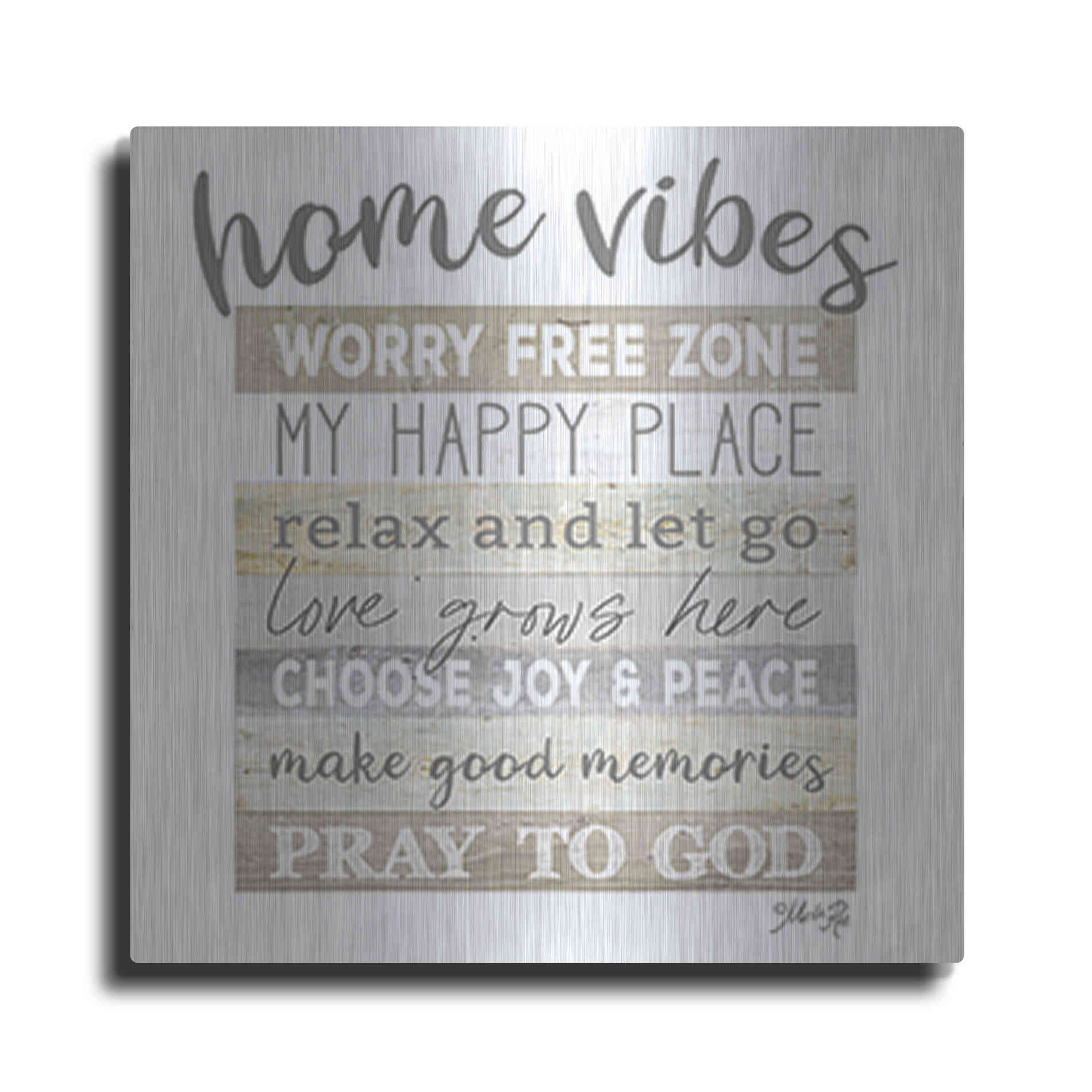Luxe Metal Art 'Home Vibes' by Marla Rae, Metal Wall Art