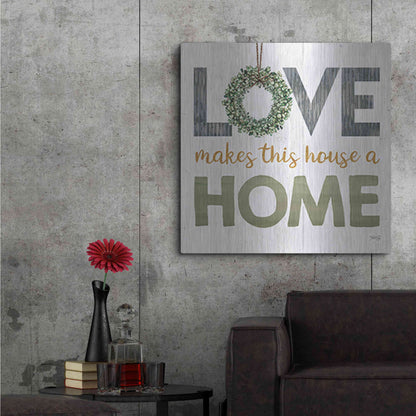 Luxe Metal Art 'Love Makes This House a Home Square' by Marla Rae, Metal Wall Art,36x36