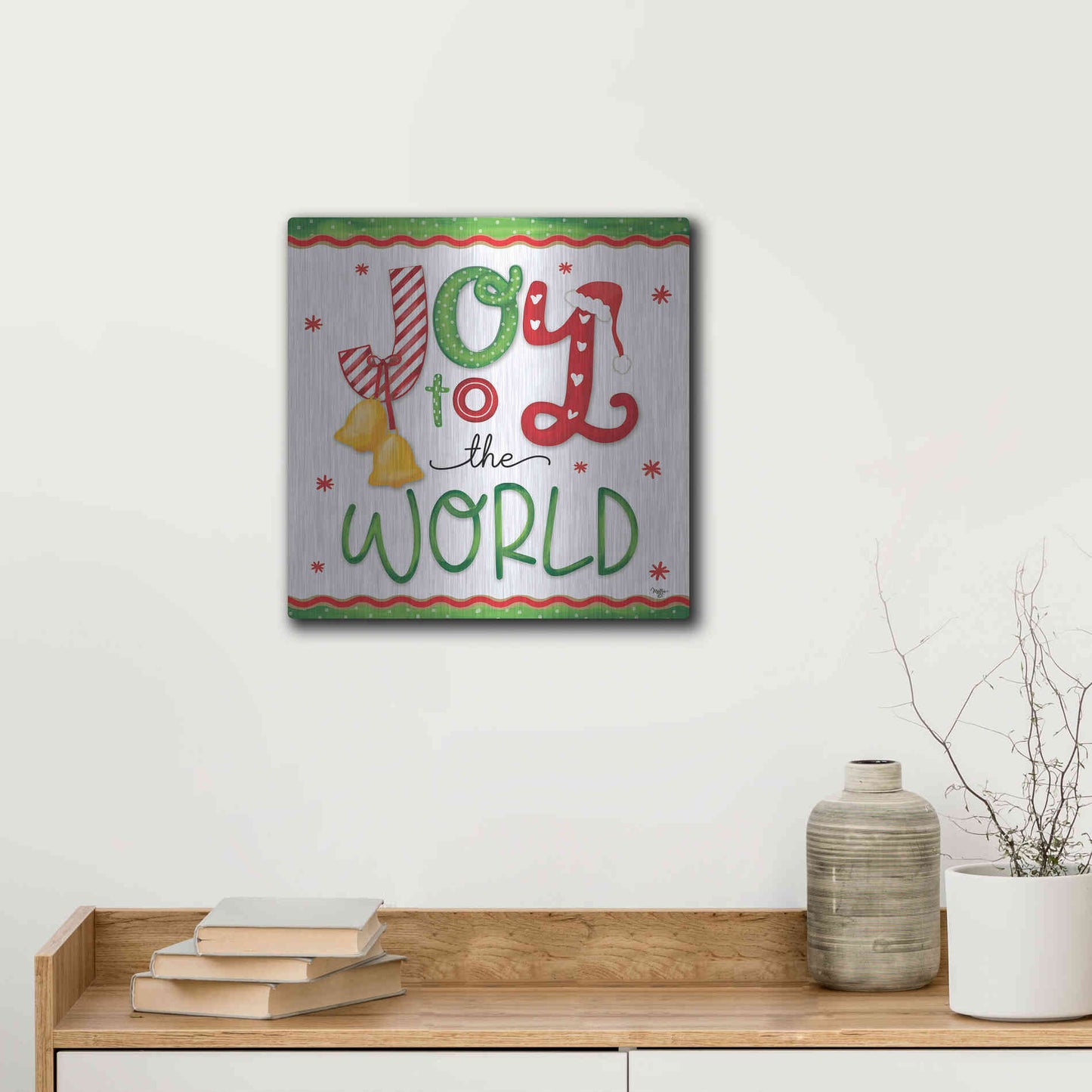 Luxe Metal Art 'Joy' by Mollie B., Metal Wall Art,12x12