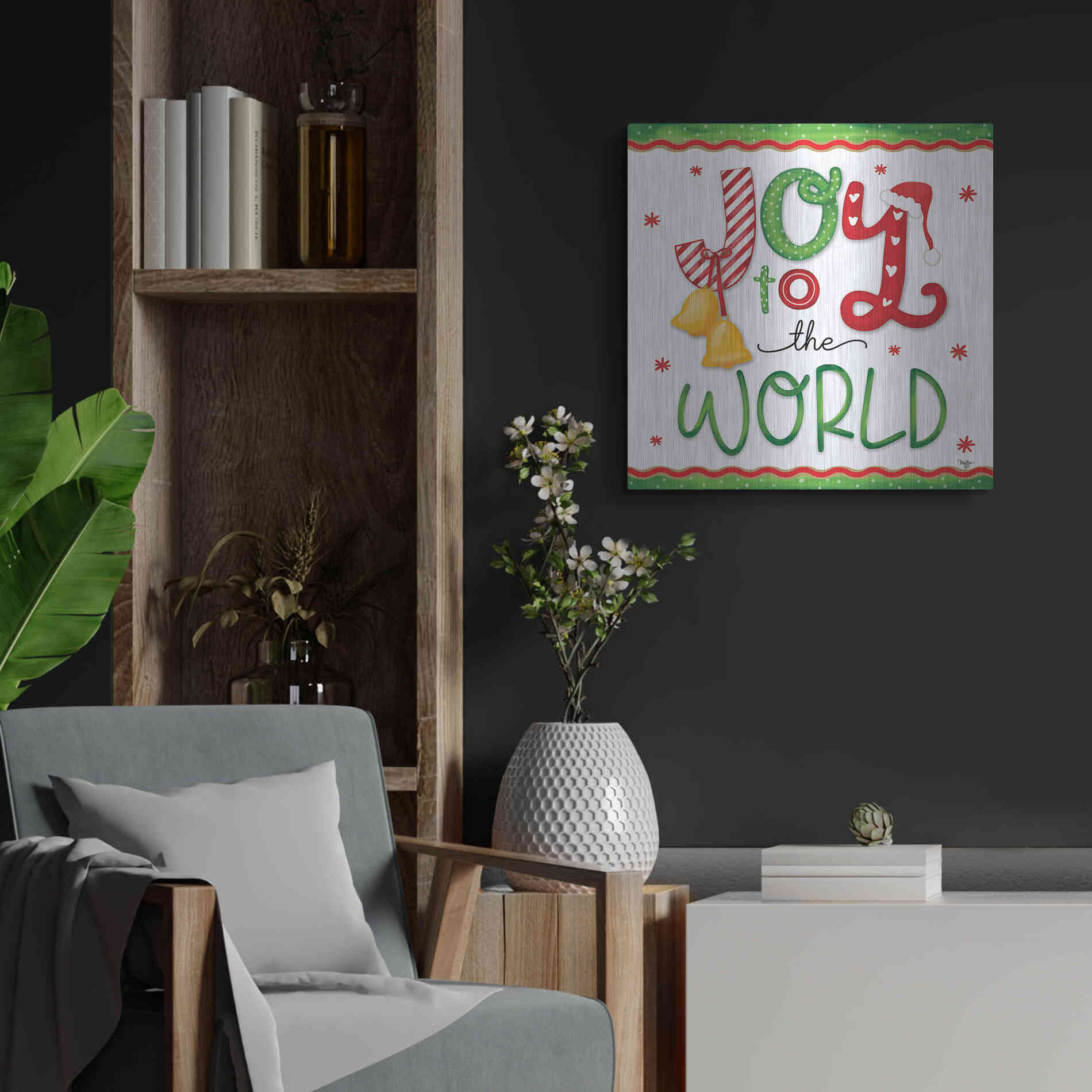 Luxe Metal Art 'Joy' by Mollie B., Metal Wall Art,24x24