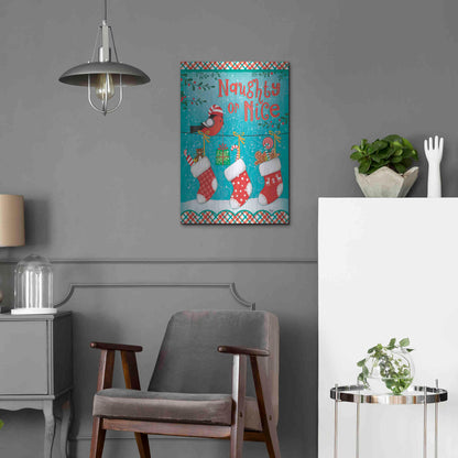 Luxe Metal Art 'Christmas Stocking' by Mollie B., Metal Wall Art,16x24