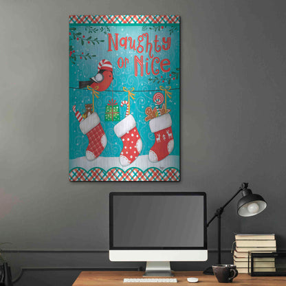 Luxe Metal Art 'Christmas Stocking' by Mollie B., Metal Wall Art,24x36