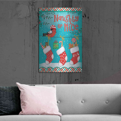 Luxe Metal Art 'Christmas Stocking' by Mollie B., Metal Wall Art,24x36
