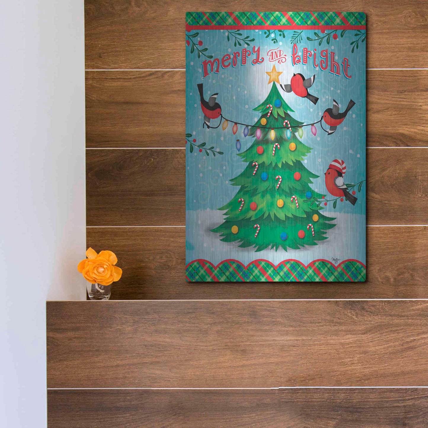 Luxe Metal Art 'Christmas Tree' by Mollie B., Metal Wall Art,12x16