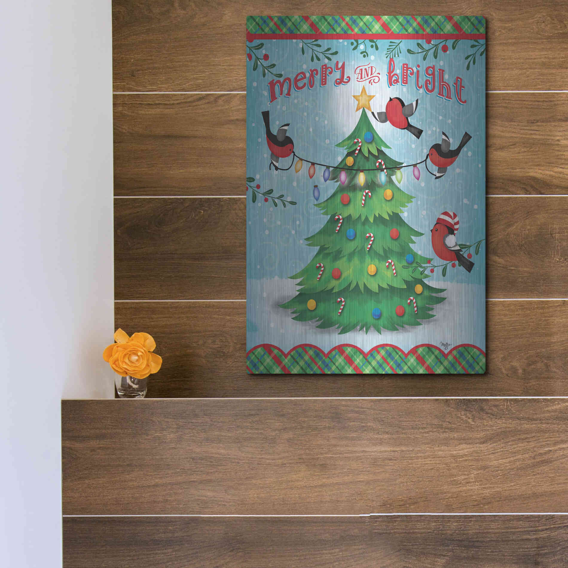 Luxe Metal Art 'Christmas Tree' by Mollie B., Metal Wall Art,12x16