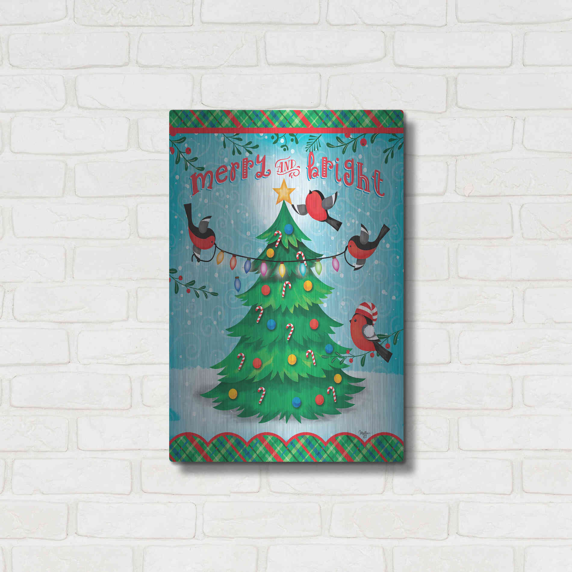 Luxe Metal Art 'Christmas Tree' by Mollie B., Metal Wall Art,16x24