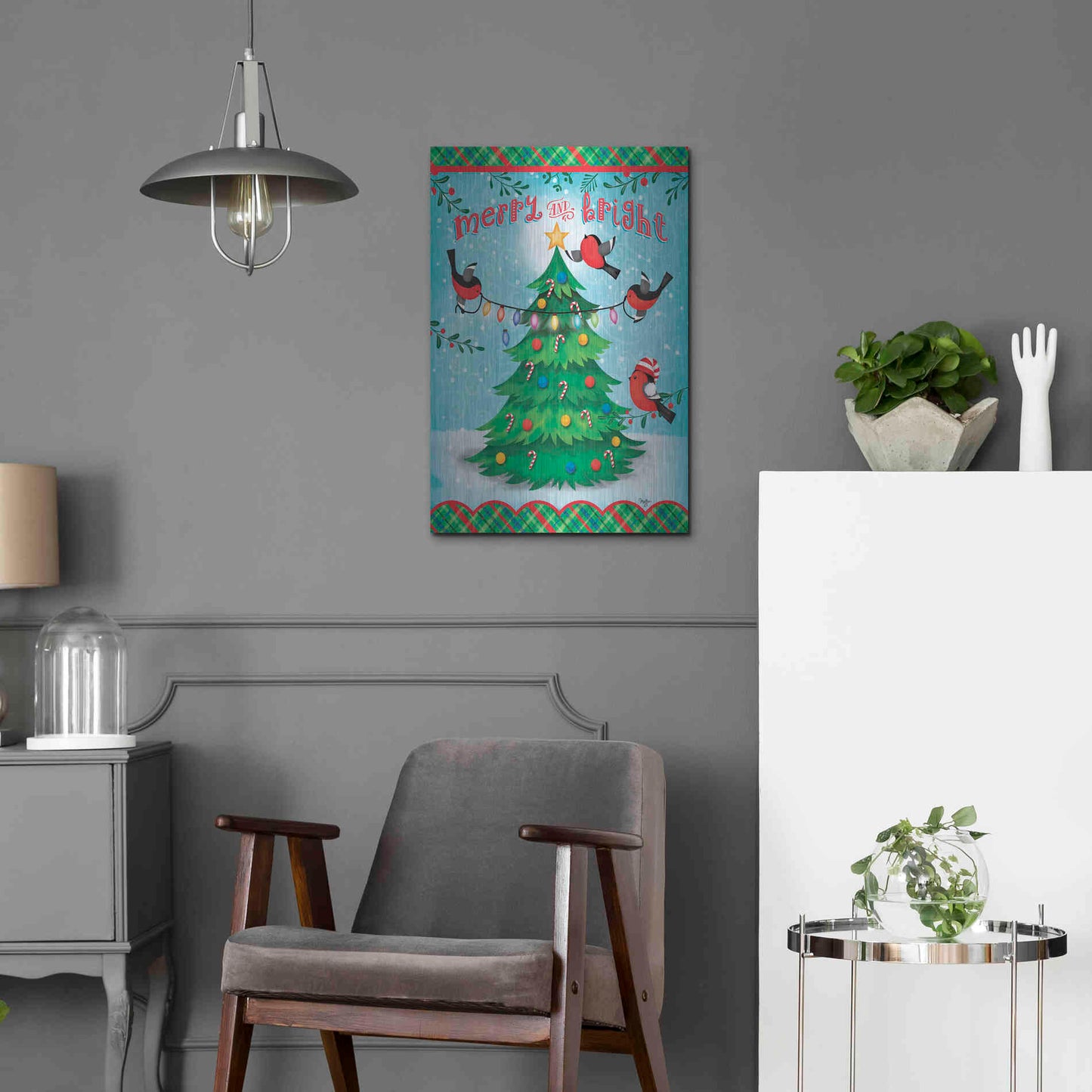 Luxe Metal Art 'Christmas Tree' by Mollie B., Metal Wall Art,16x24