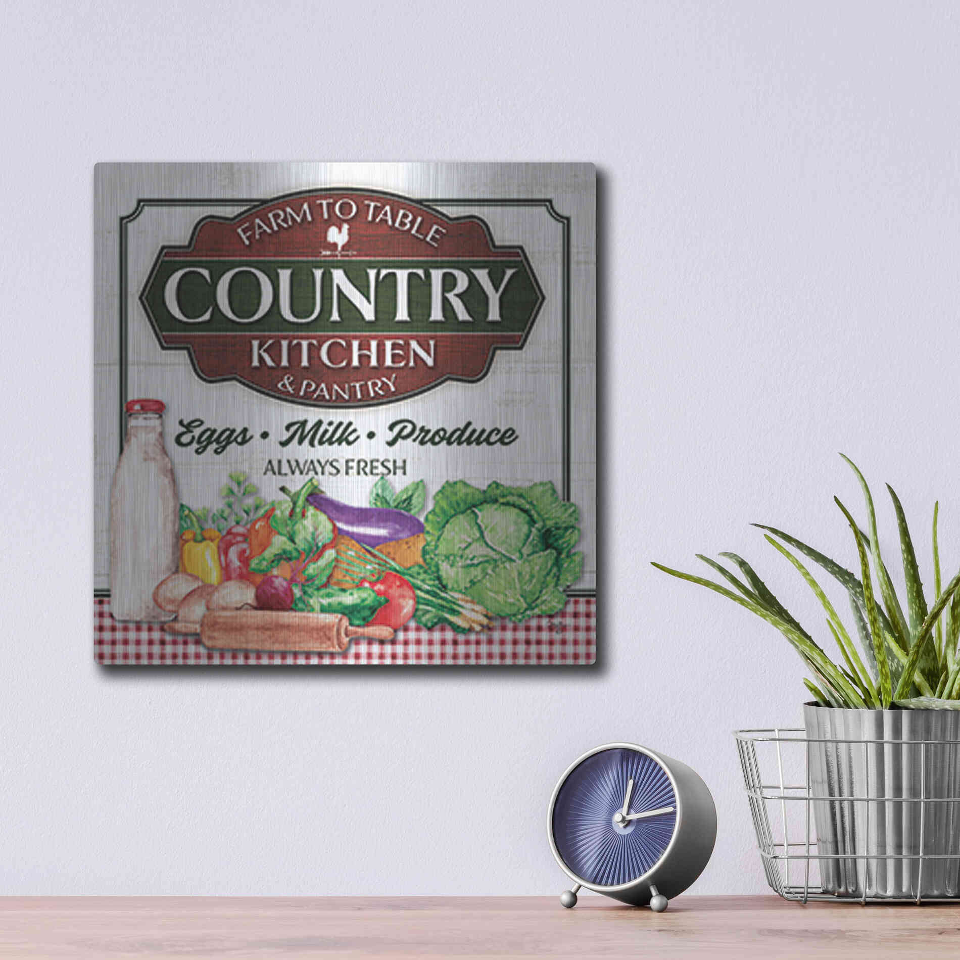 Luxe Metal Art 'Country Kitchen' by Mollie B., Metal Wall Art,12x12