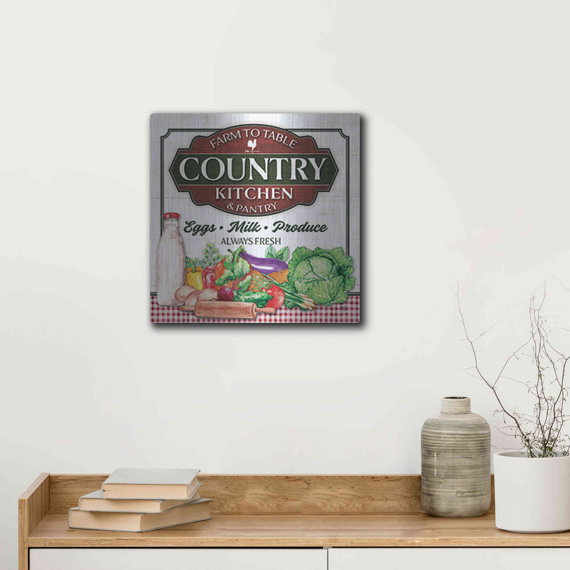 Luxe Metal Art 'Country Kitchen' by Mollie B., Metal Wall Art,12x12