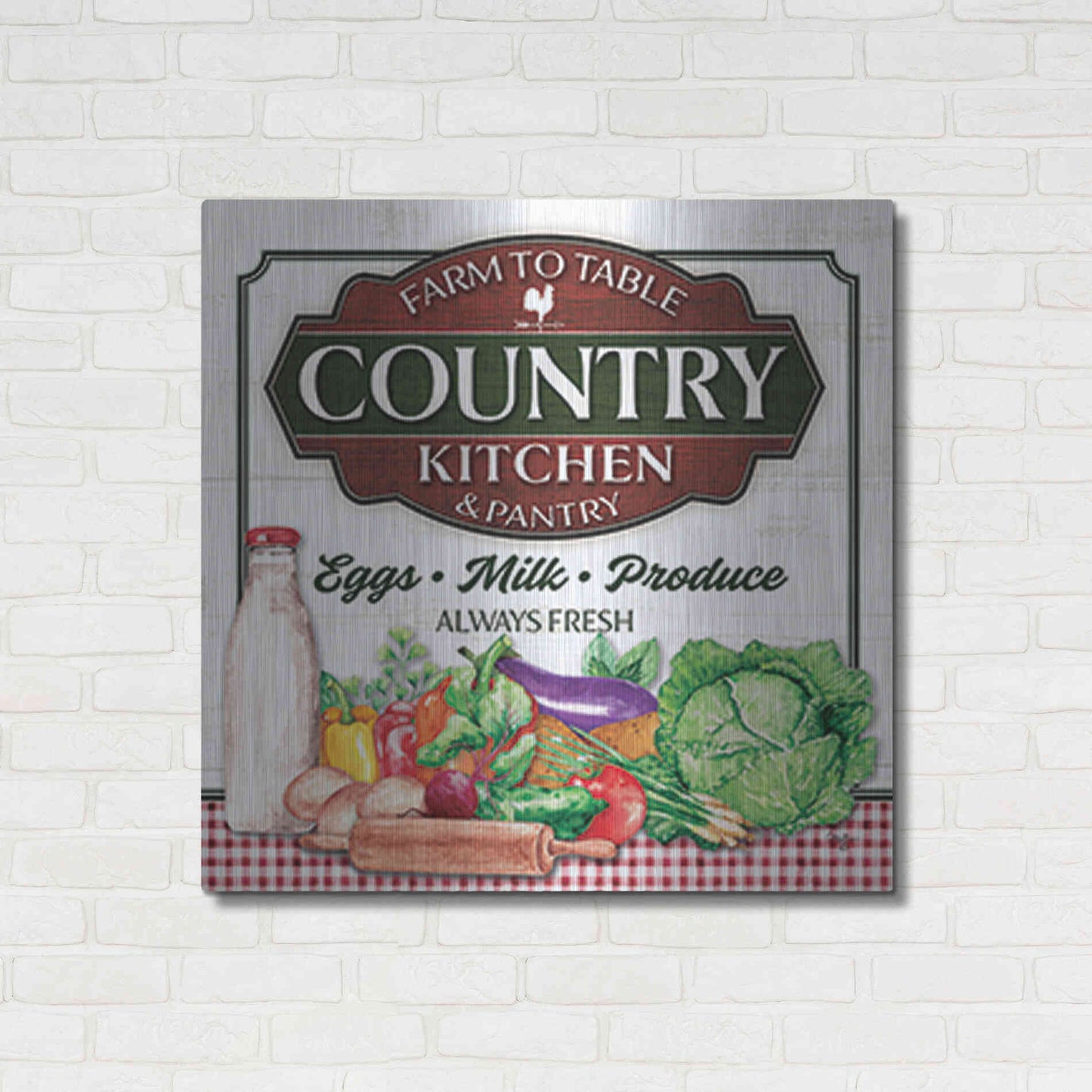 Luxe Metal Art 'Country Kitchen' by Mollie B., Metal Wall Art,36x36