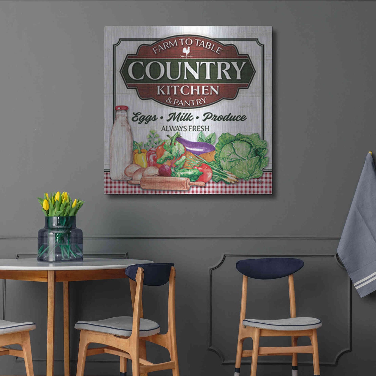 Luxe Metal Art 'Country Kitchen' by Mollie B., Metal Wall Art,36x36