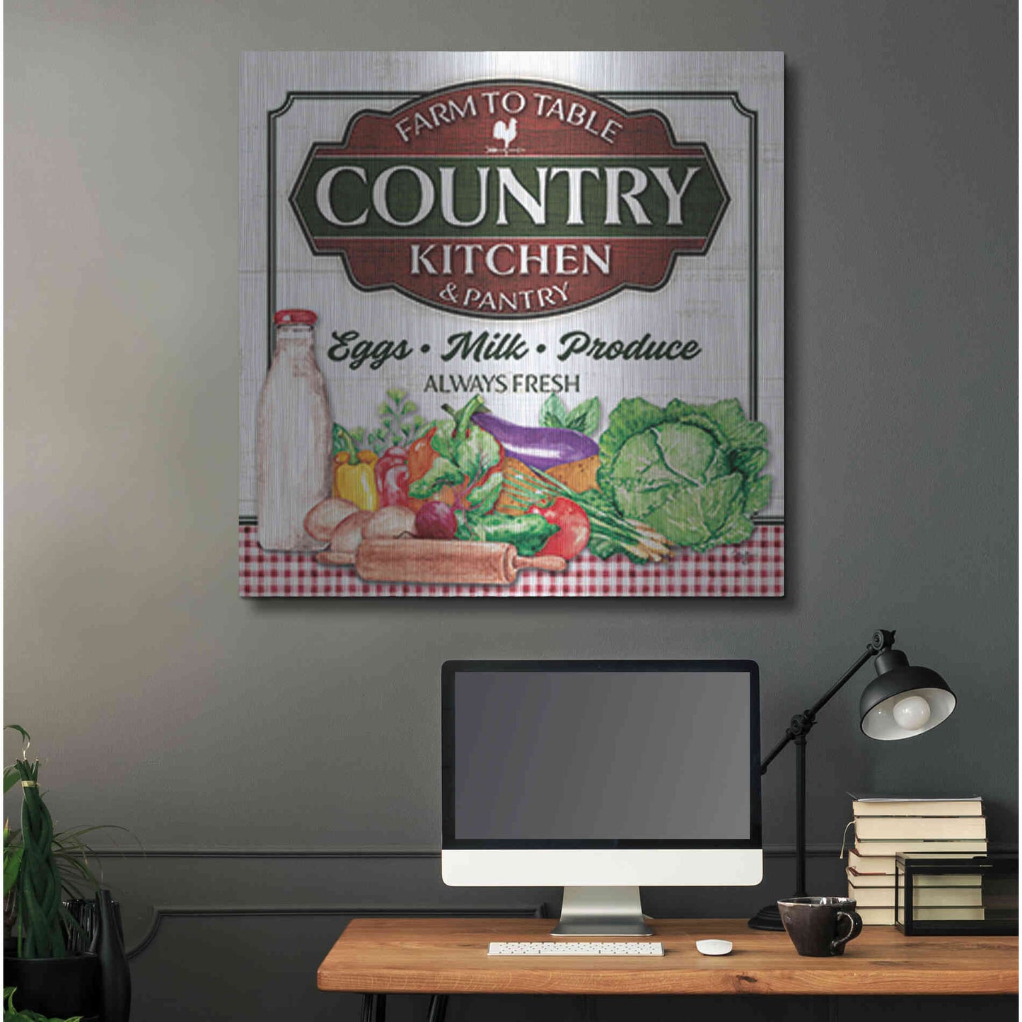 Luxe Metal Art 'Country Kitchen' by Mollie B., Metal Wall Art,36x36